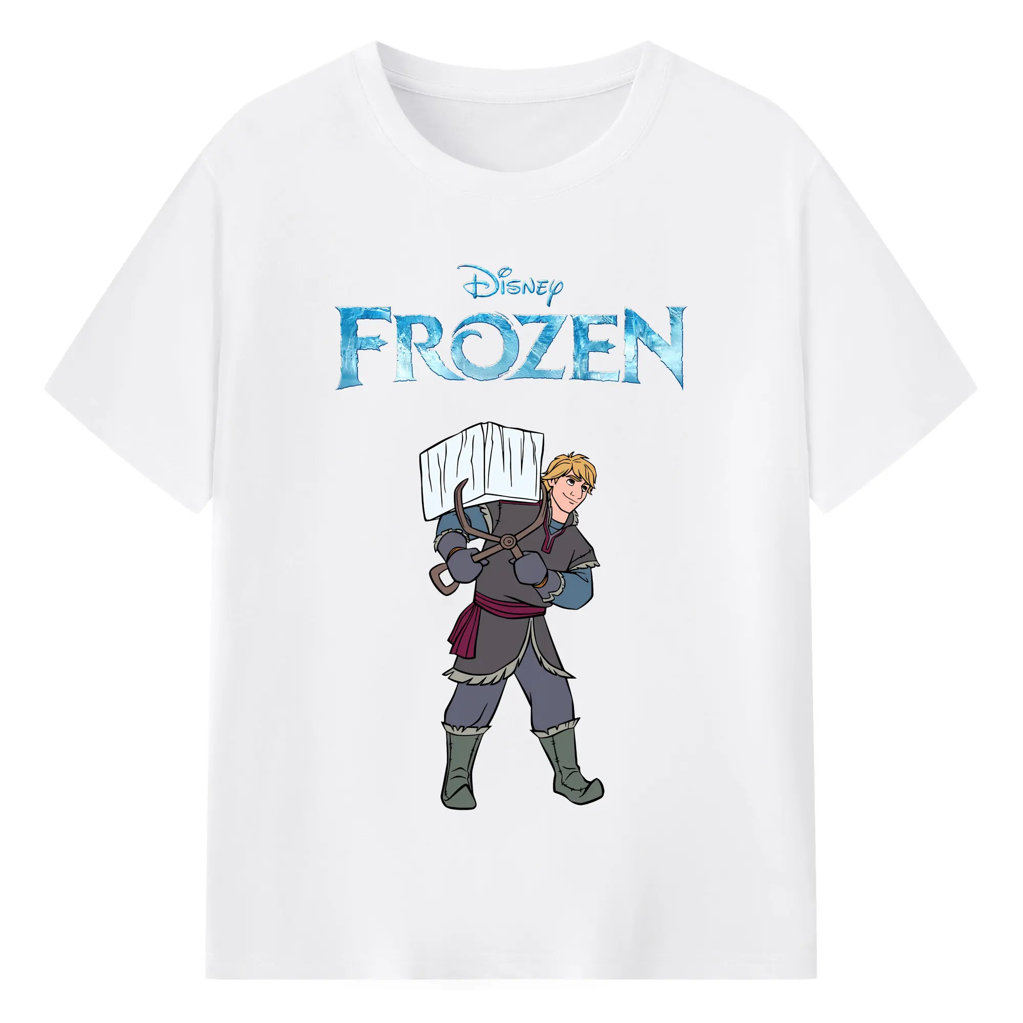 アナと雪の女王(Frozen) グッズ クリストフ(Kristoff) - 綿100％ 半袖Tシャツ ・ フロントプリント ・ 快適 通気性 ・ 日常使い 散歩 スポーツ用