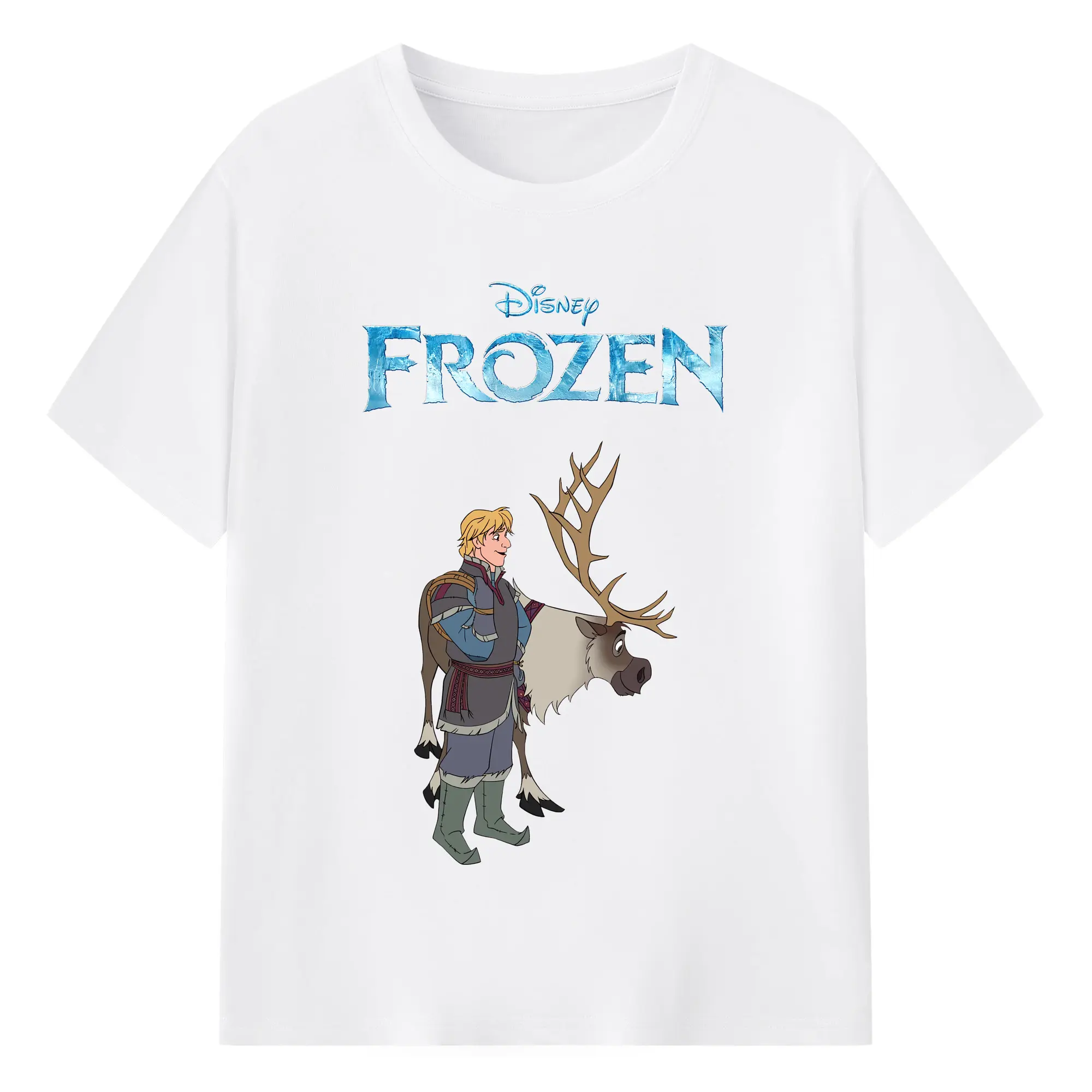 アナと雪の女王(Frozen) グッズ クリストフ(Kristoff) - 綿100％ 半袖Tシャツ ・ フロントプリント ・ 快適 通気性 ・ 日常使い 散歩 スポーツ用