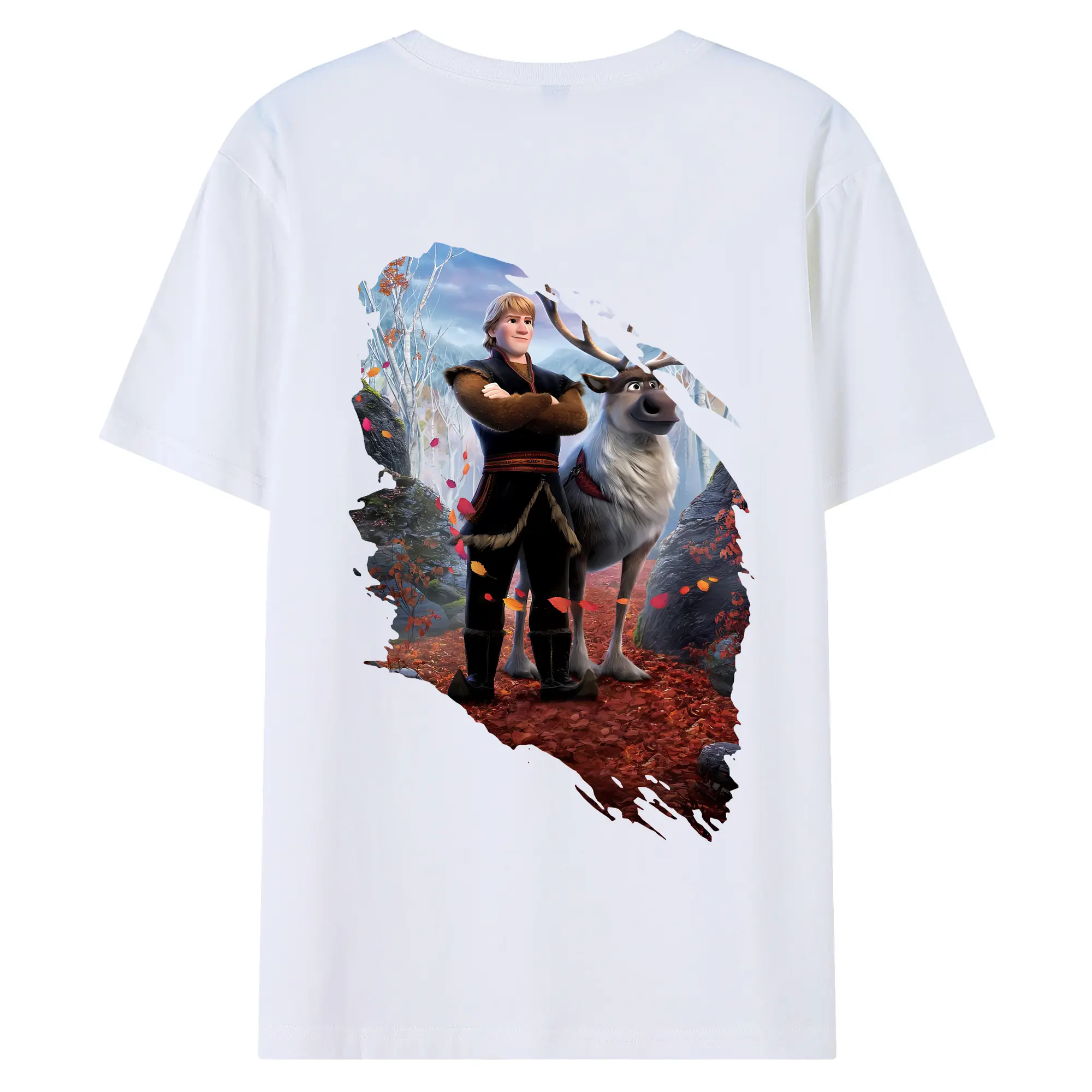 アナと雪の女王(Frozen) グッズ クリストフ(Kristoff) - 綿100％ 半袖Tシャツ ・ バックプリント ・ 快適 通気性 ・ 日常使い 散歩 スポーツ用