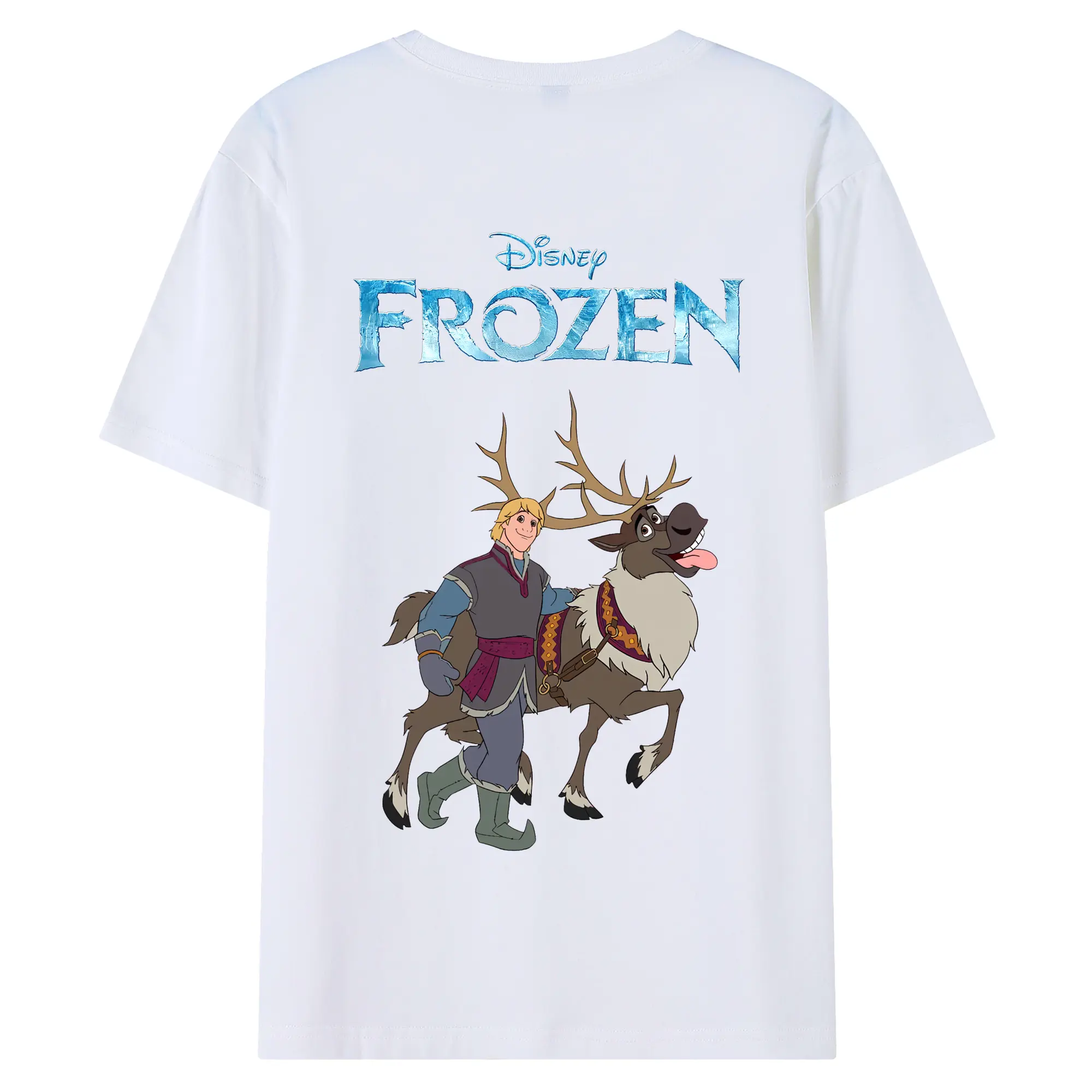 アナと雪の女王(Frozen) グッズ クリストフ(Kristoff) - 綿100％ 半袖Tシャツ ・ バックプリント ・ 快適 通気性 ・ 日常使い 散歩 スポーツ用