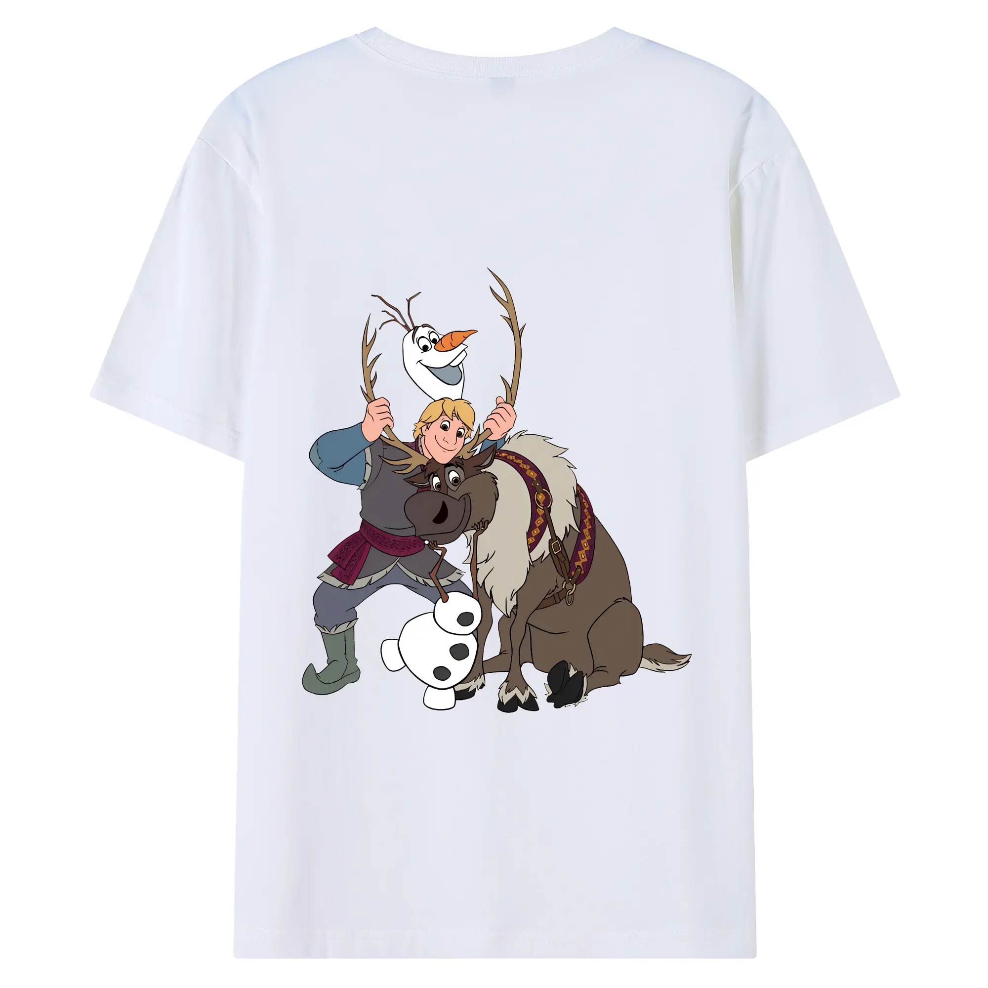 アナと雪の女王(Frozen) グッズ クリストフ(Kristoff) - 綿100％ 半袖Tシャツ ・ バックプリント ・ 快適 通気性 ・ 日常使い 散歩 スポーツ用