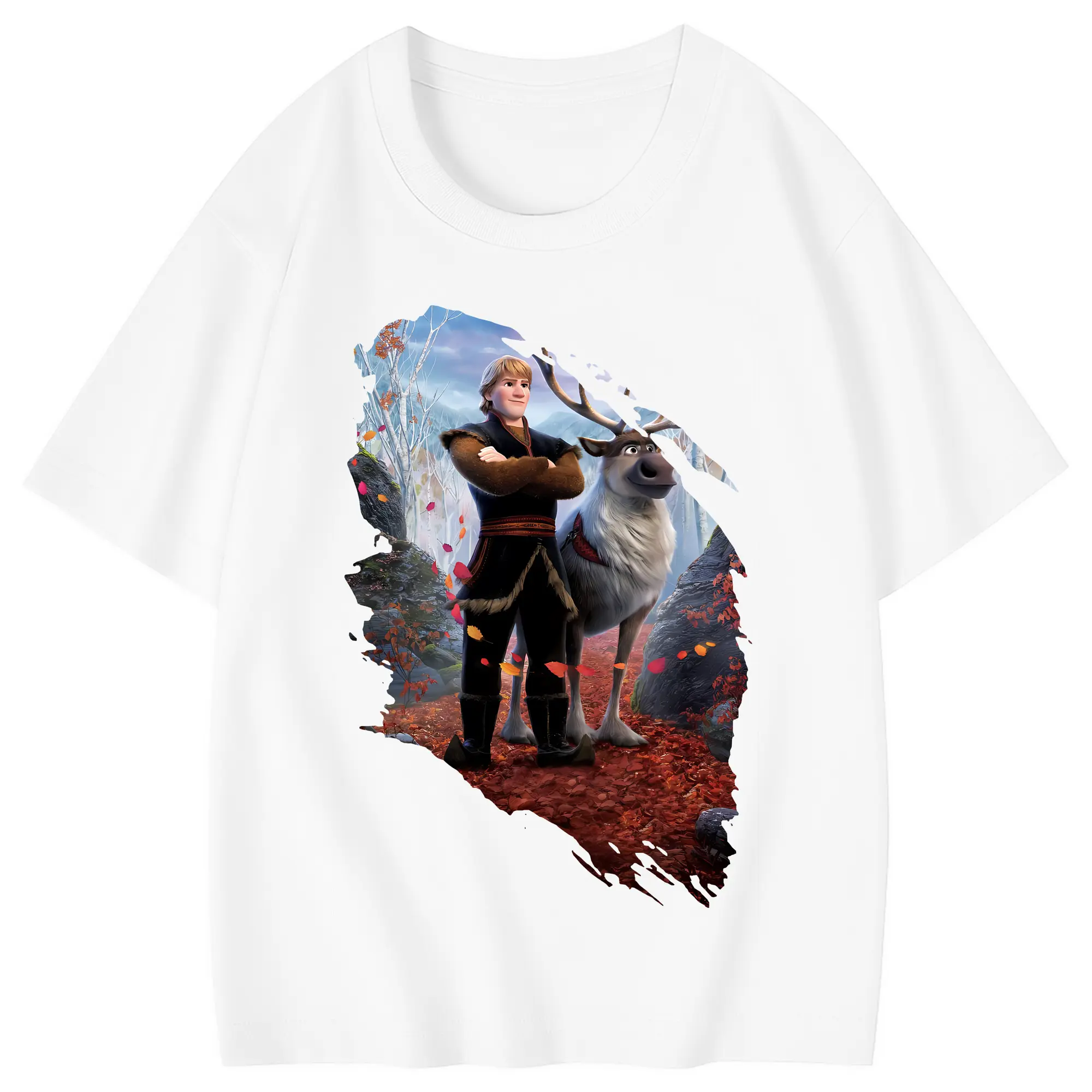アナと雪の女王(Frozen) グッズ クリストフ(Kristoff) - 綿100％ キッズTシャツ ・ フロントプリント ・ 快適 通気性 ・ スポーツ カジュアル 散歩用