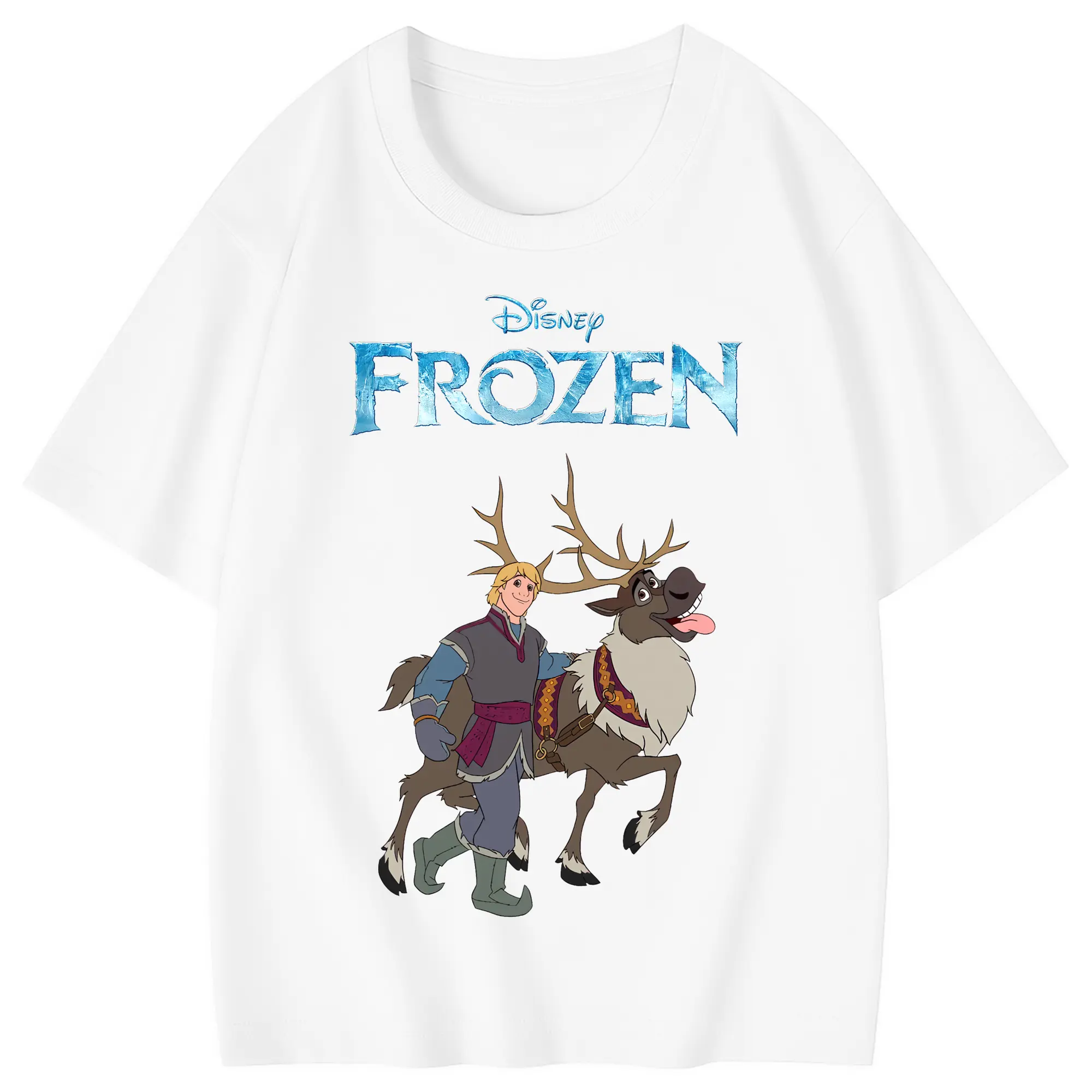 アナと雪の女王(Frozen) グッズ クリストフ(Kristoff) - 綿100％ キッズTシャツ ・ フロントプリント ・ 快適 通気性 ・ スポーツ カジュアル 散歩用