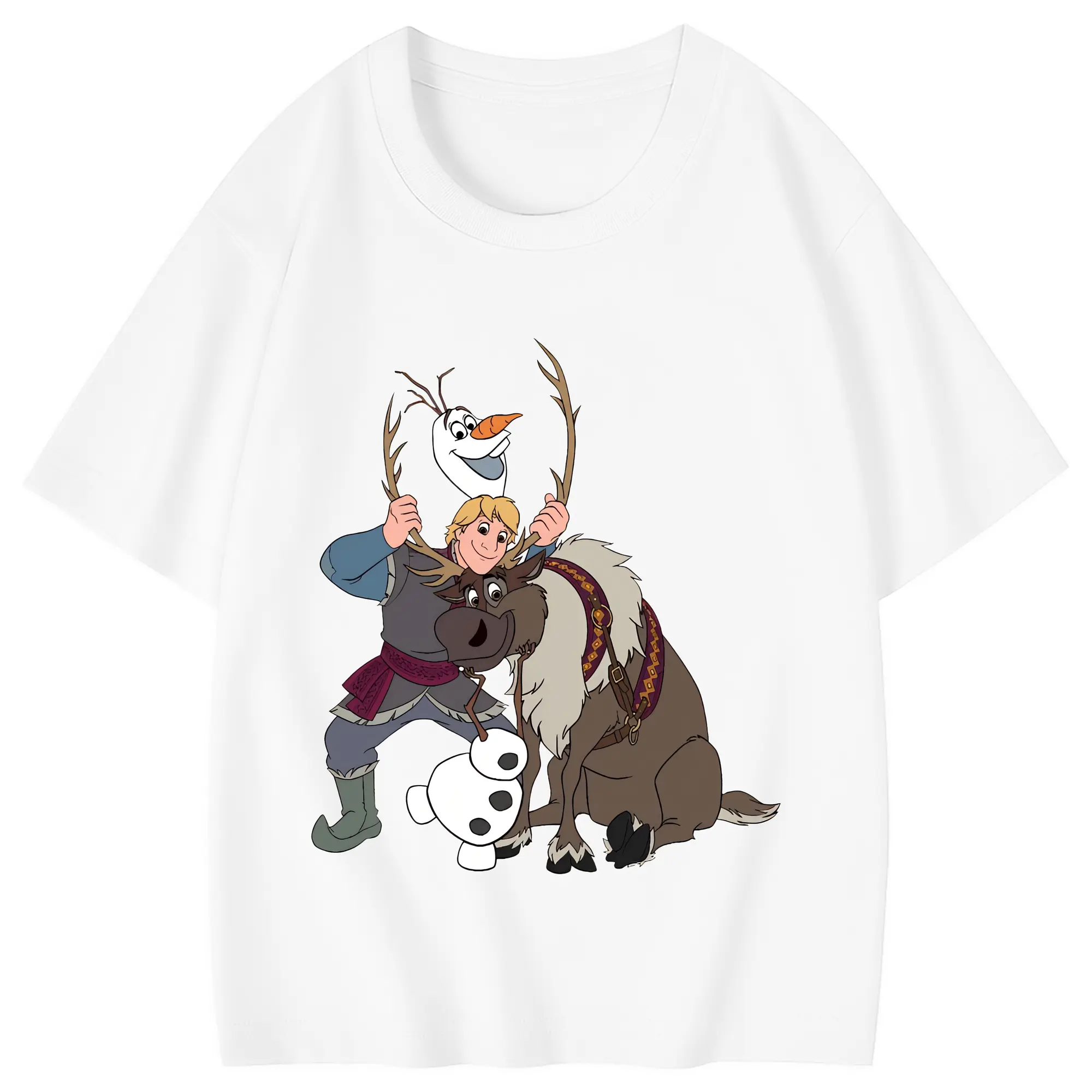 アナと雪の女王(Frozen) グッズ クリストフ(Kristoff) - 綿100％ キッズTシャツ ・ フロントプリント ・ 快適 通気性 ・ スポーツ カジュアル 散歩用