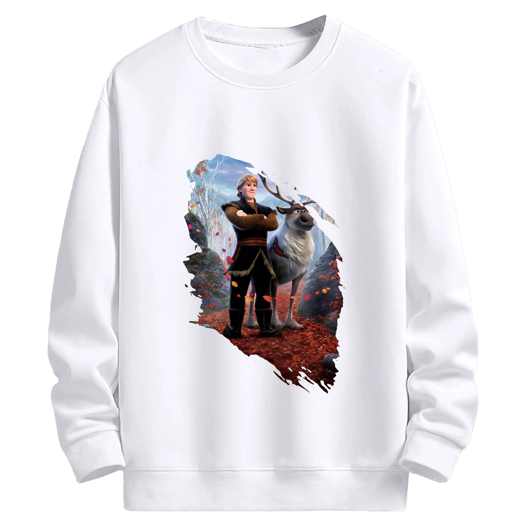 アナと雪の女王(Frozen) グッズ クリストフ(Kristoff) - 高品質 クルーネック スウェット ・ コットン59％ ポリエステル41％ ・ ユニセックス 長袖 トレーナー ・ カジュアル デイリー スポーツ 散歩用