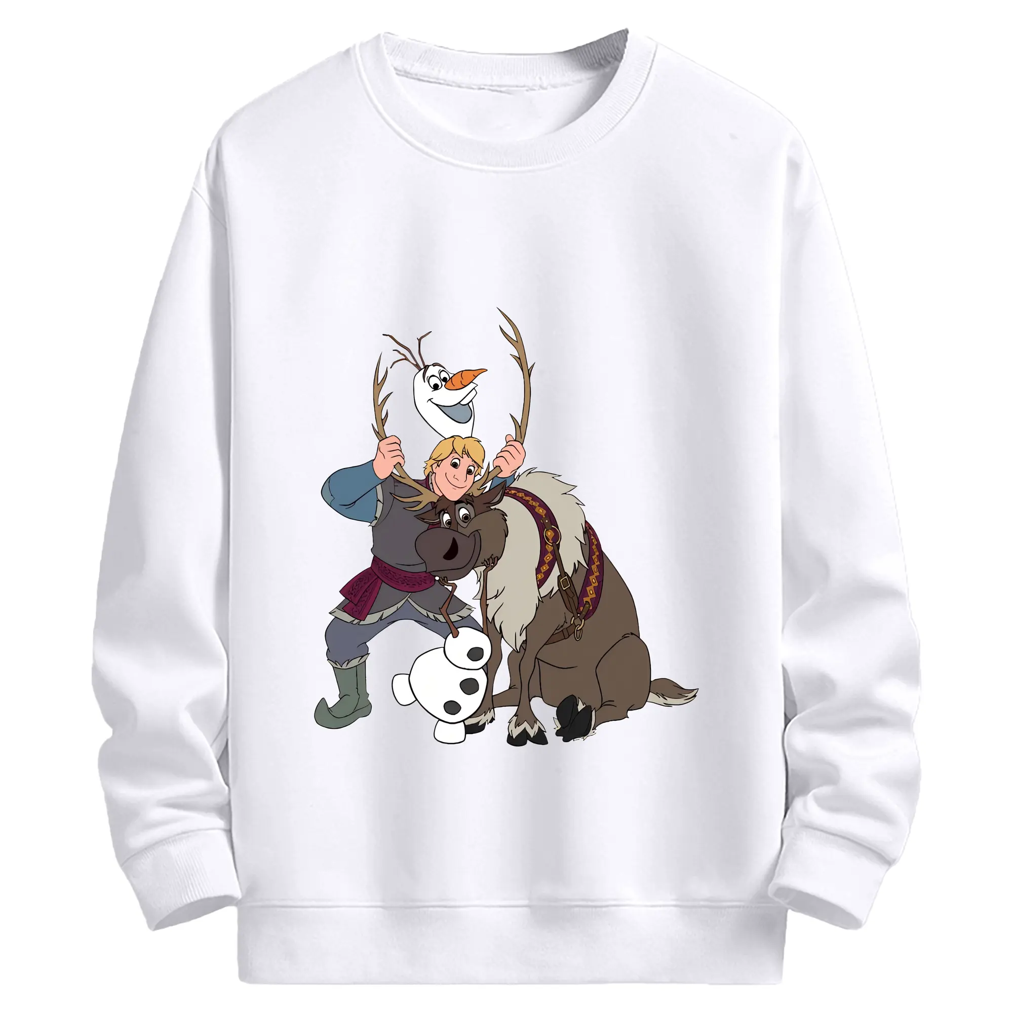 アナと雪の女王(Frozen) グッズ クリストフ(Kristoff) - 高品質 クルーネック スウェット ・ コットン59％ ポリエステル41％ ・ ユニセックス 長袖 トレーナー ・ カジュアル デイリー スポーツ 散歩用
