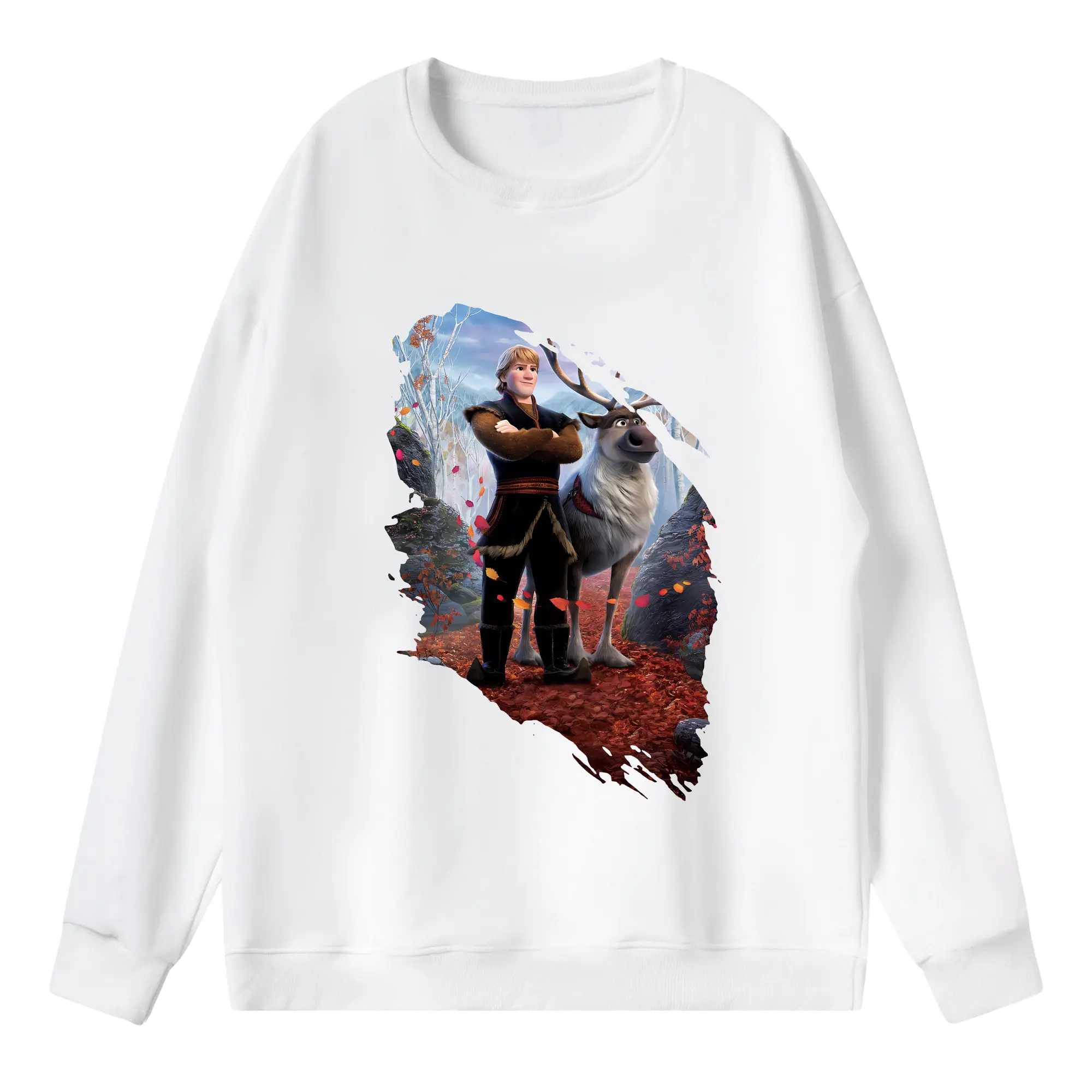 アナと雪の女王(Frozen) グッズ クリストフ(Kristoff) - 薄手 クルーネック スウェット 裏毛260g · ポリエステル 春秋向け カジュアル 男女兼用 · トレーナー デイリー スポーツ 散歩に最適