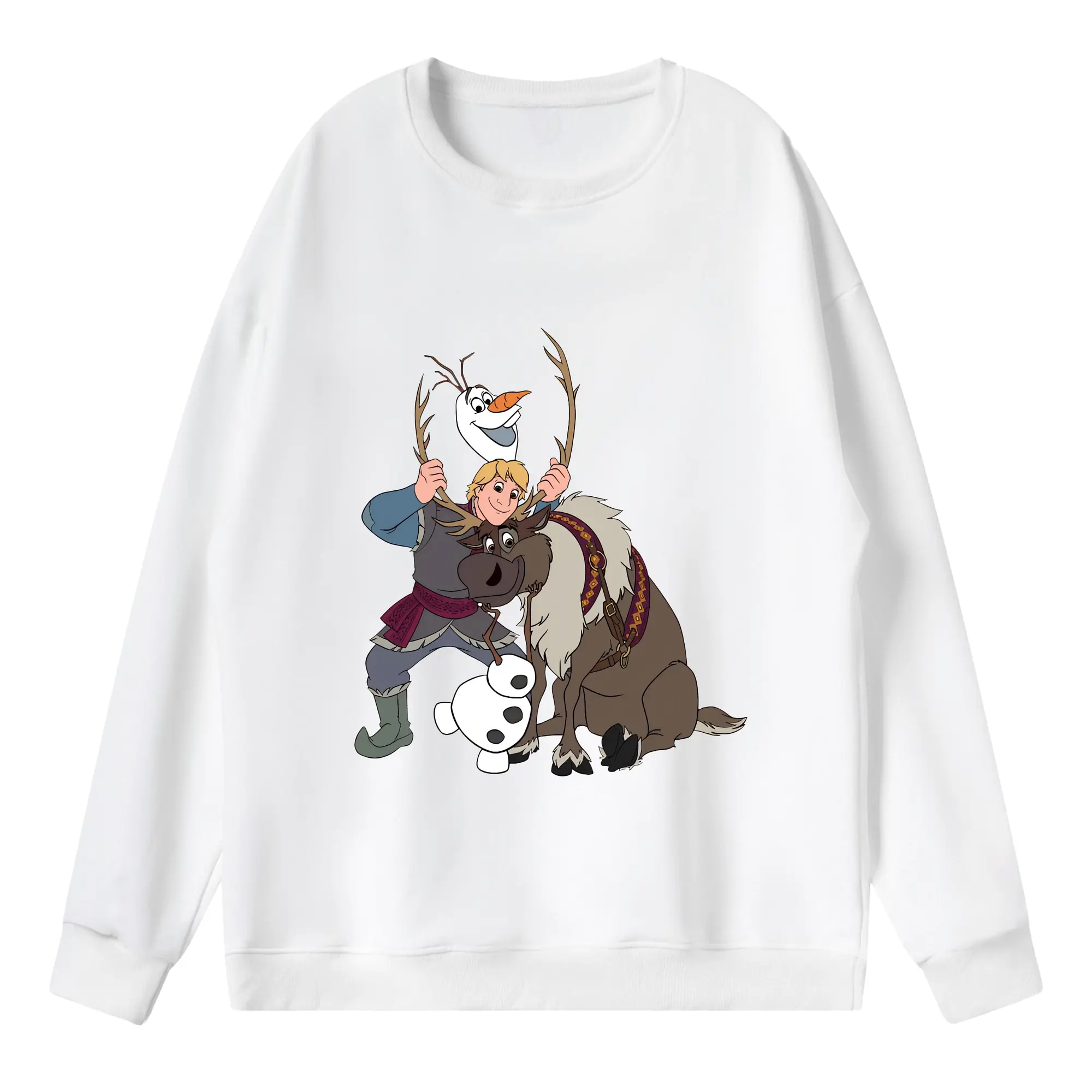 アナと雪の女王(Frozen) グッズ クリストフ(Kristoff) - 薄手 クルーネック スウェット 裏毛260g · ポリエステル 春秋向け カジュアル 男女兼用 · トレーナー デイリー スポーツ 散歩に最適