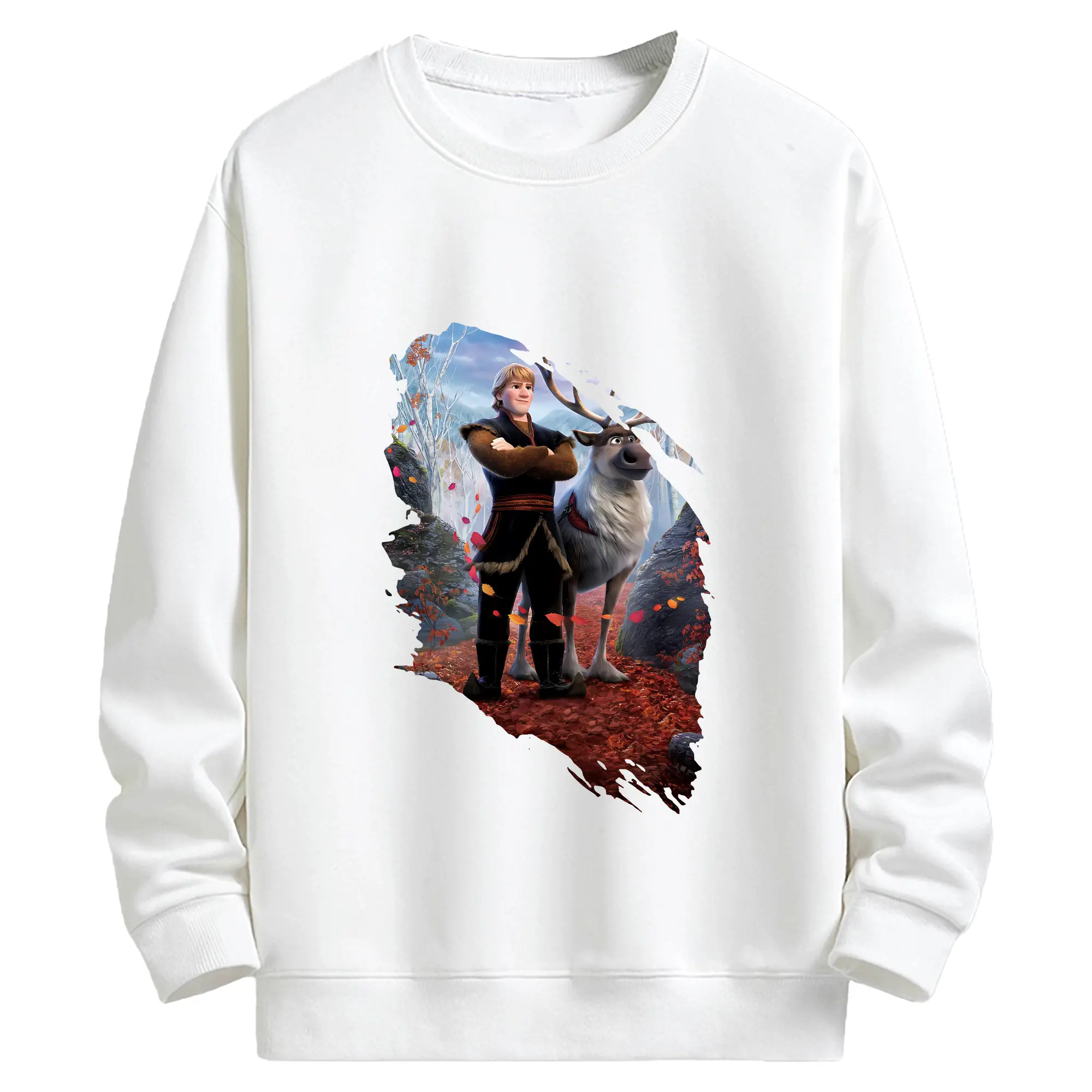 アナと雪の女王(Frozen) グッズ クリストフ(Kristoff) - キッズ クルーネックスウェットシャツ ・ フロントプリント ・ 綿80％ ポリエステル20％ ・ 快適 通学 スポーツ 日常使い お散歩用