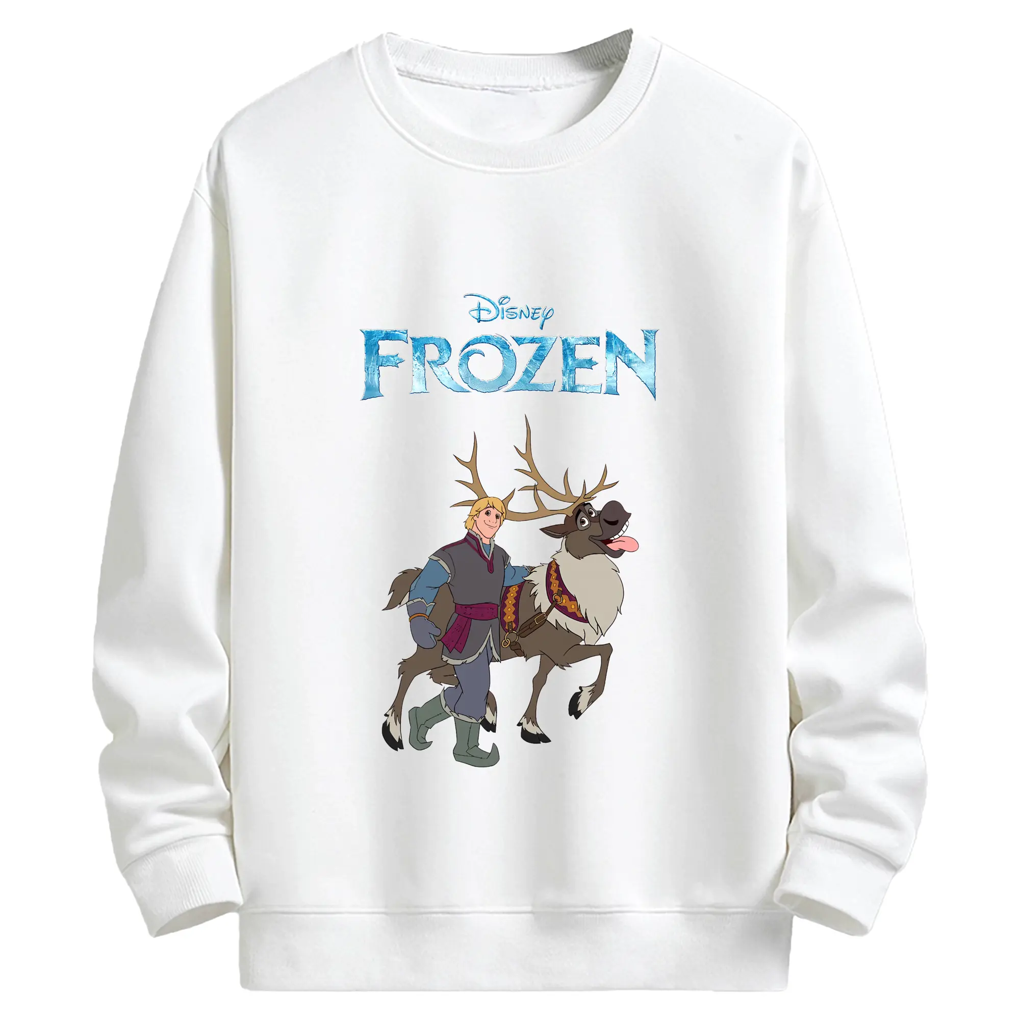 アナと雪の女王(Frozen) グッズ クリストフ(Kristoff) - キッズ クルーネックスウェットシャツ ・ フロントプリント ・ 綿80％ ポリエステル20％ ・ 快適 通学 スポーツ 日常使い お散歩用