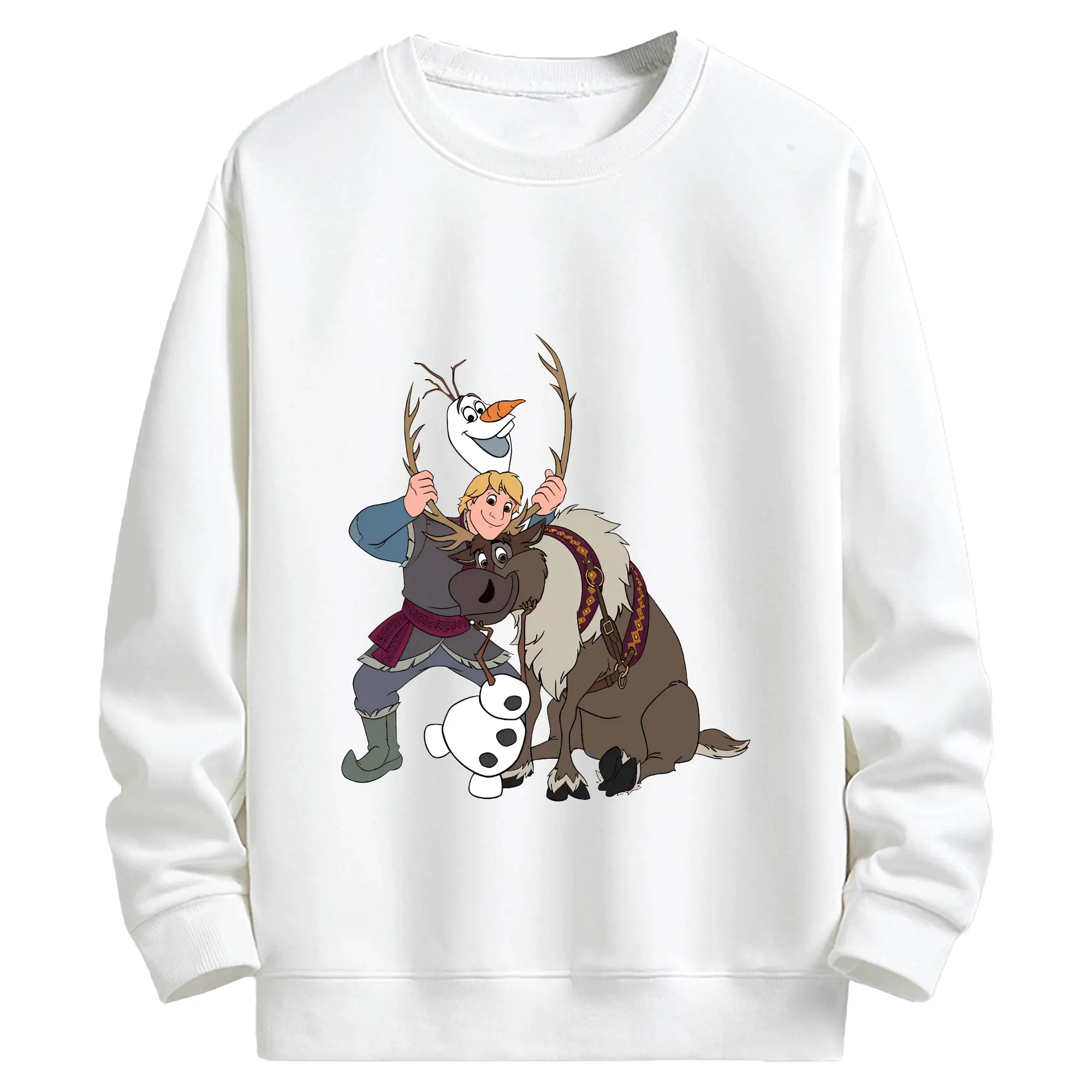 アナと雪の女王(Frozen) グッズ クリストフ(Kristoff) - キッズ クルーネックスウェットシャツ ・ フロントプリント ・ 綿80％ ポリエステル20％ ・ 快適 通学 スポーツ 日常使い お散歩用