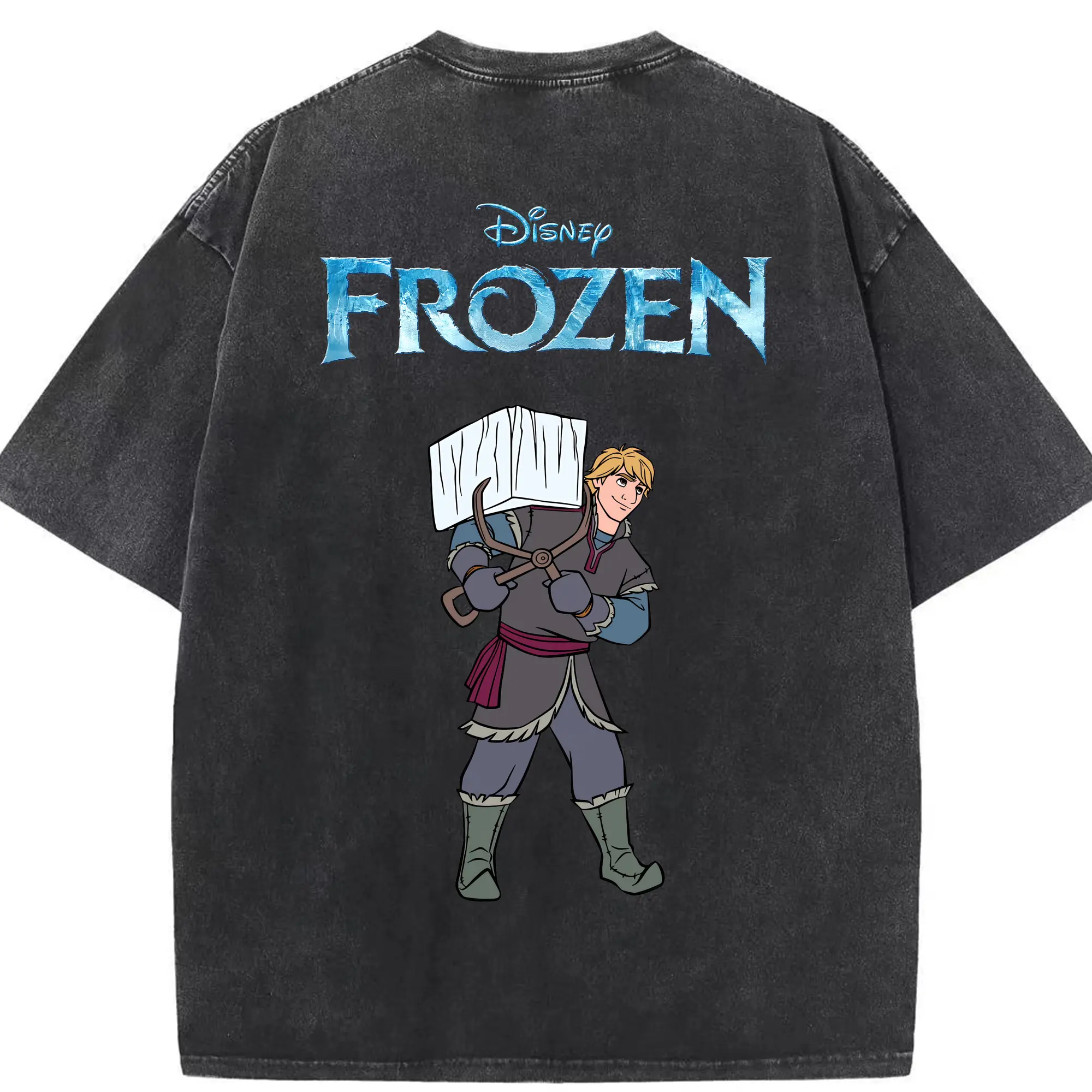 アナと雪の女王(Frozen) グッズ クリストフ(Kristoff) - 綿100％ ヴィンテージ風 半袖Tシャツ ・ 背面プリント ・ 柔らか肌触り ・ 通気性 快適 ・ スポーツ カジュアル 外出用