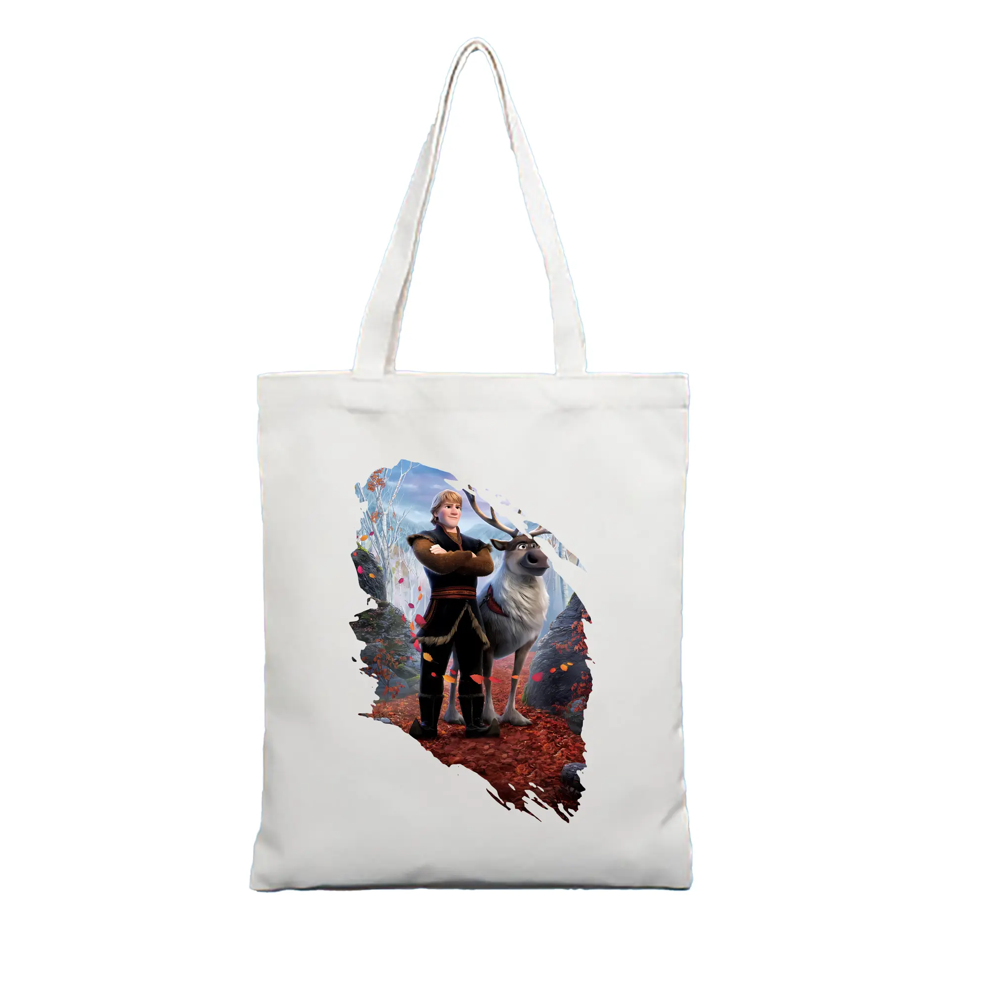 アナと雪の女王(Frozen) グッズ クリストフ(Kristoff) - 縦型キャンバス手提げバッグ（トートバッグ） ・ キャンバス素材 ・ ショッピング用 ・ 軽量 丈夫 お手入れ簡単