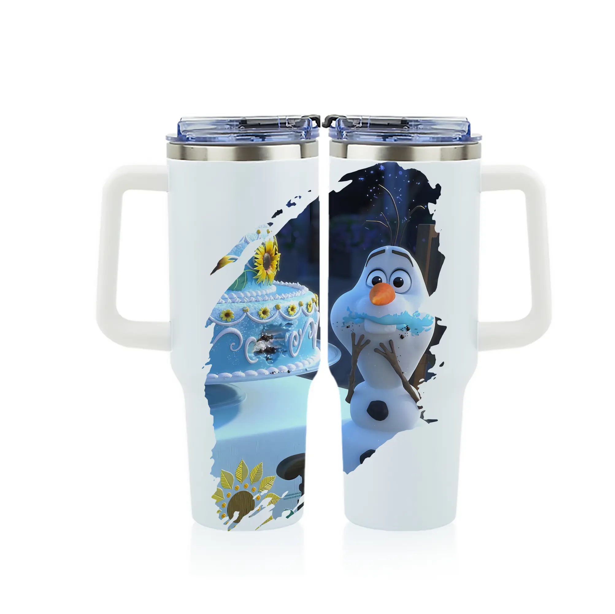 アナと雪の女王(Frozen) グッズ オラフ(Olaf) - 1200mL フルプリント車用タンブラー ・ 304ステンレス 内側 ・ 201ステンレス 外側 ・ 保温 保冷 ・ 通勤 ドライブ アウトドア用