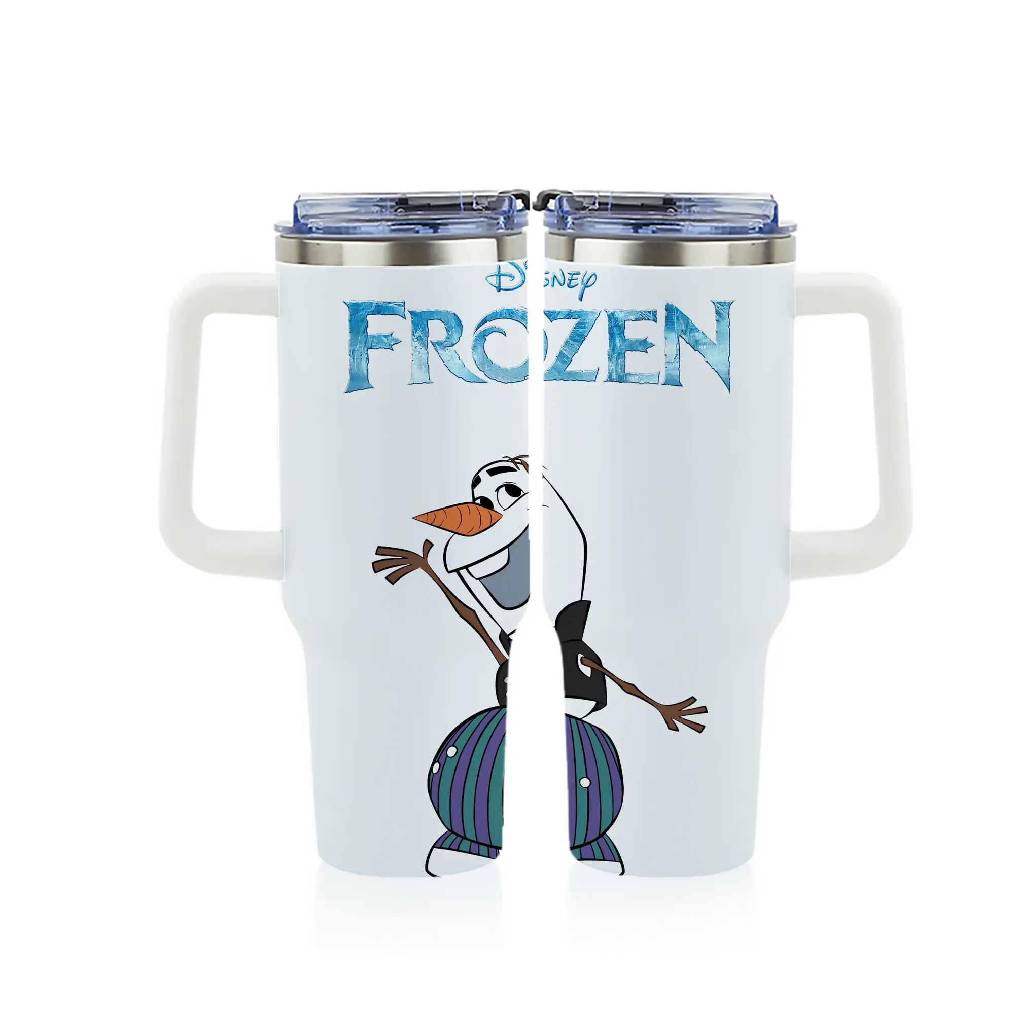 アナと雪の女王(Frozen) グッズ オラフ(Olaf) - 1200mL フルプリント車用タンブラー ・ 304ステンレス 内側 ・ 201ステンレス 外側 ・ 保温 保冷 ・ 通勤 ドライブ アウトドア用