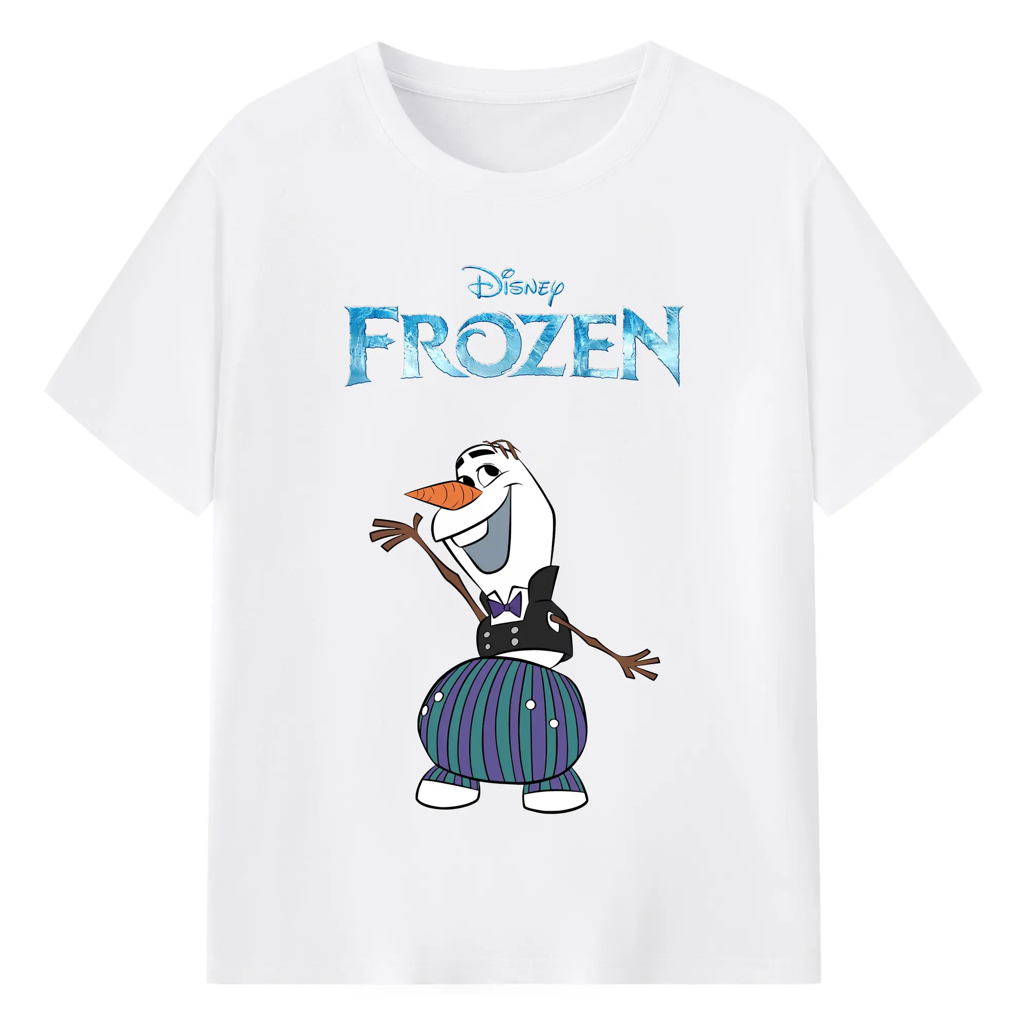 アナと雪の女王(Frozen) グッズ オラフ(Olaf) - 綿100％ 半袖Tシャツ ・ フロントプリント ・ 快適 通気性 ・ 日常使い 散歩 スポーツ用