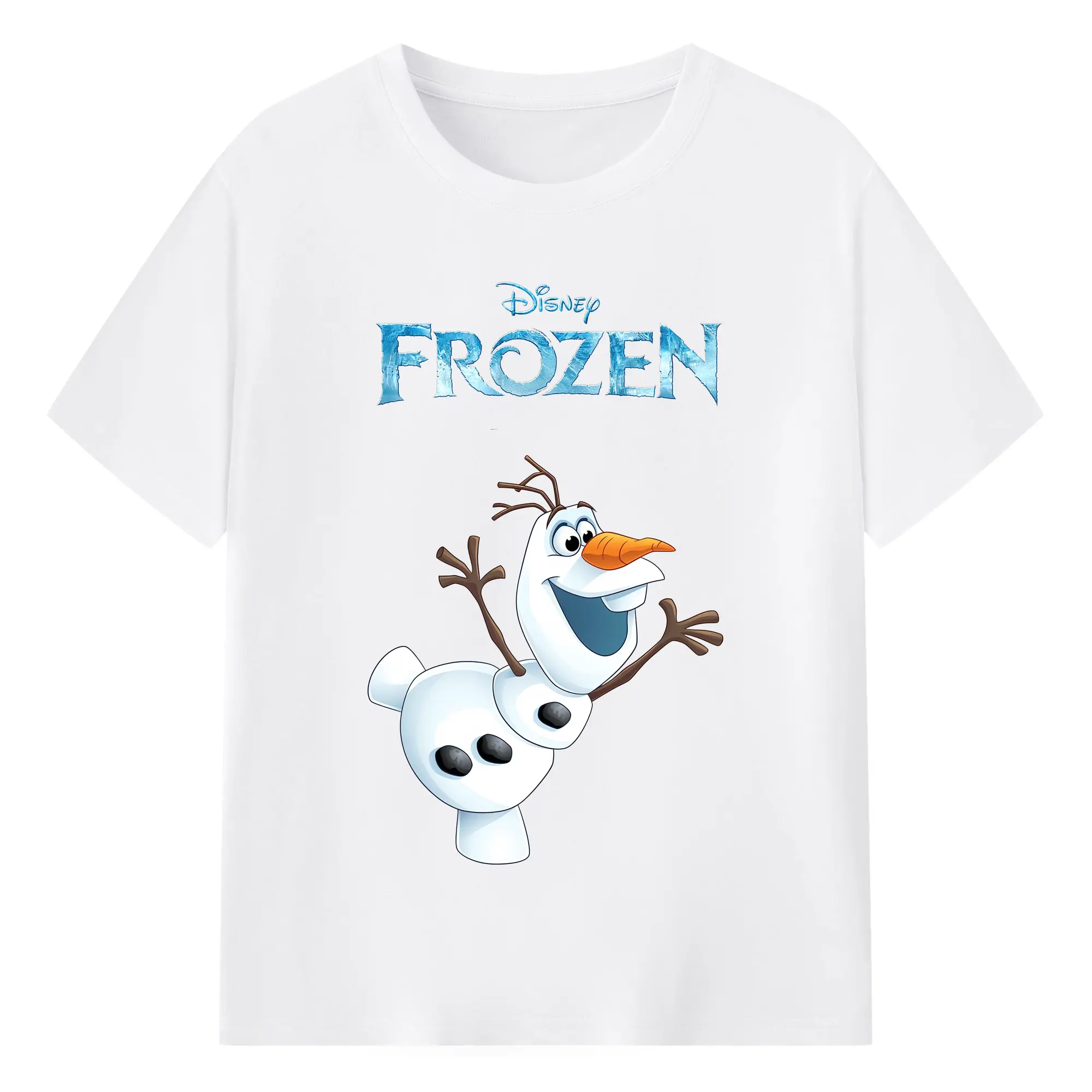 アナと雪の女王(Frozen) グッズ オラフ(Olaf) - 綿100％ 半袖Tシャツ ・ フロントプリント ・ 快適 通気性 ・ 日常使い 散歩 スポーツ用