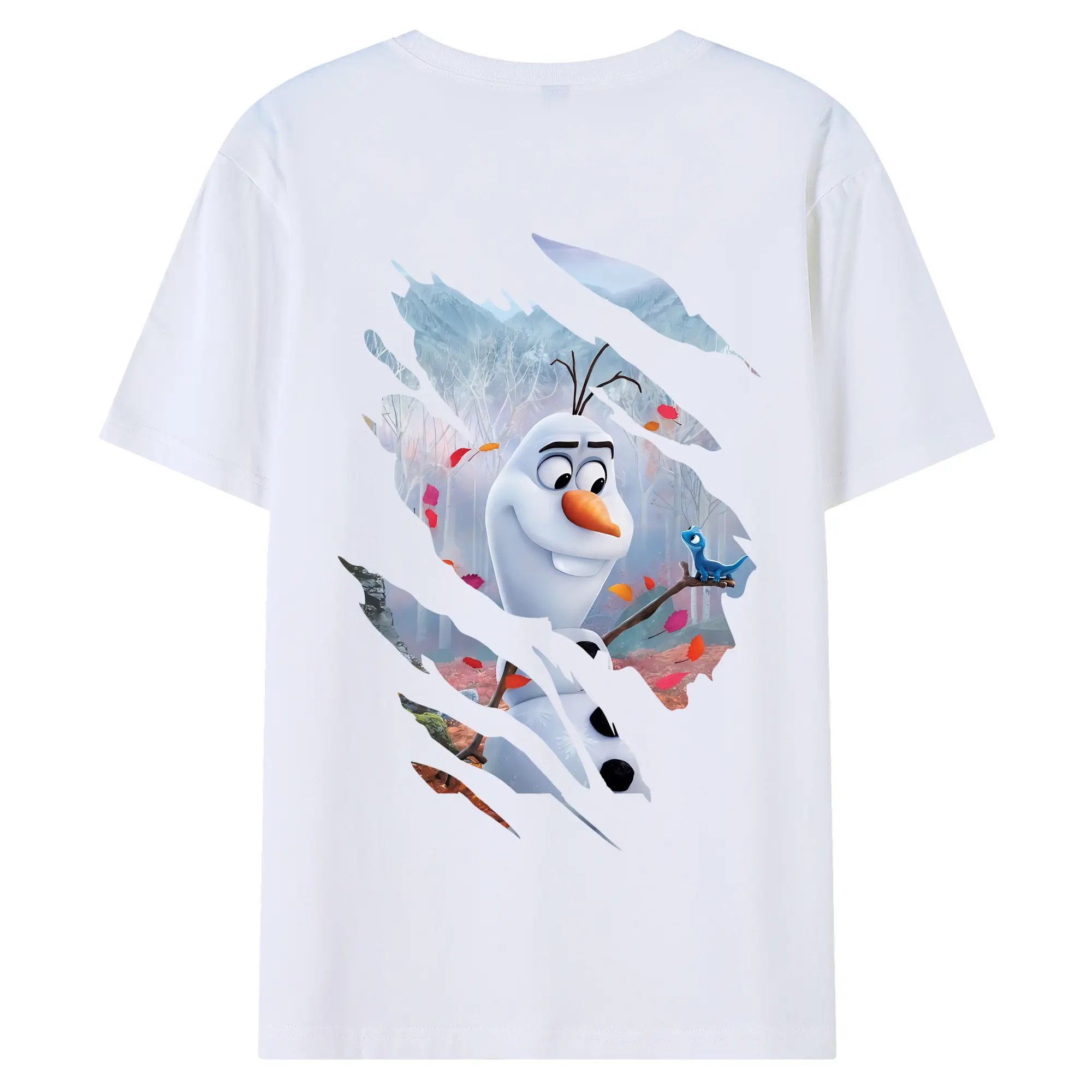 アナと雪の女王(Frozen) グッズ オラフ(Olaf) - 綿100％ 半袖Tシャツ ・ バックプリント ・ 快適 通気性 ・ 日常使い 散歩 スポーツ用