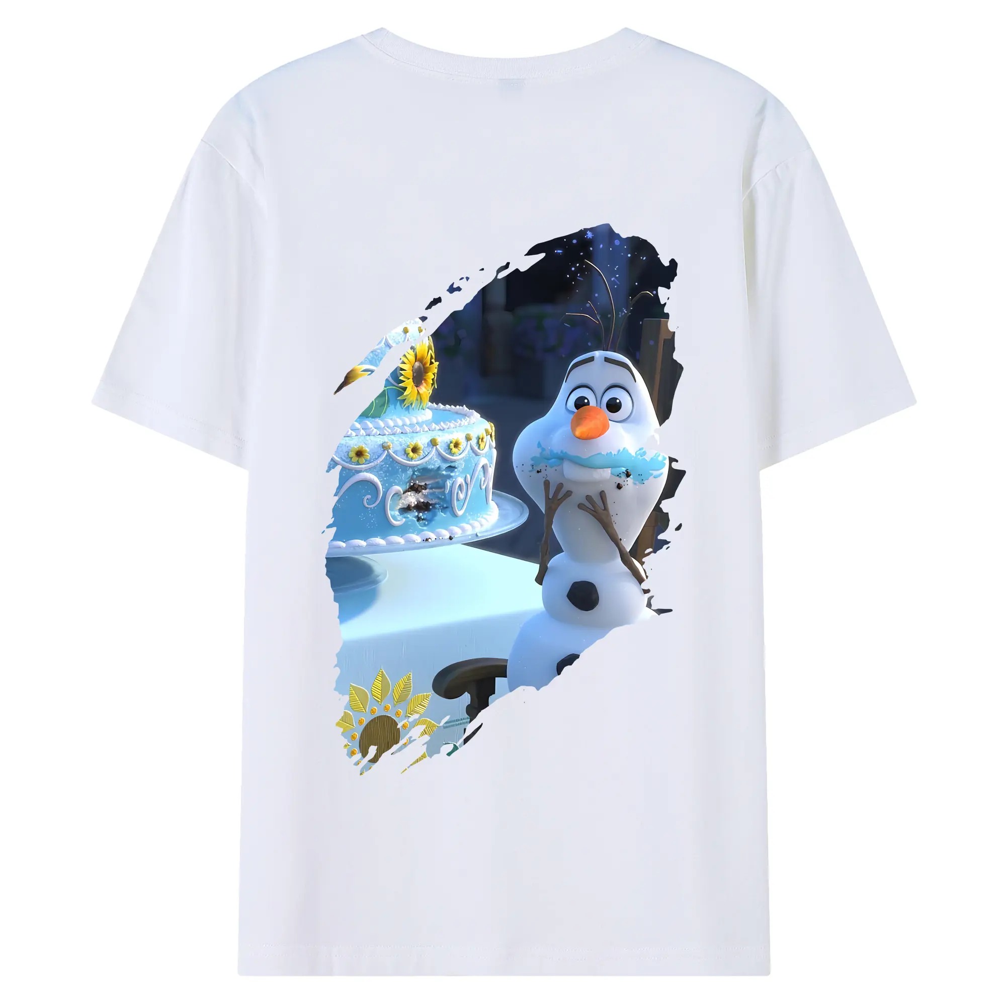 アナと雪の女王(Frozen) グッズ オラフ(Olaf) - 綿100％ 半袖Tシャツ ・ バックプリント ・ 快適 通気性 ・ 日常使い 散歩 スポーツ用