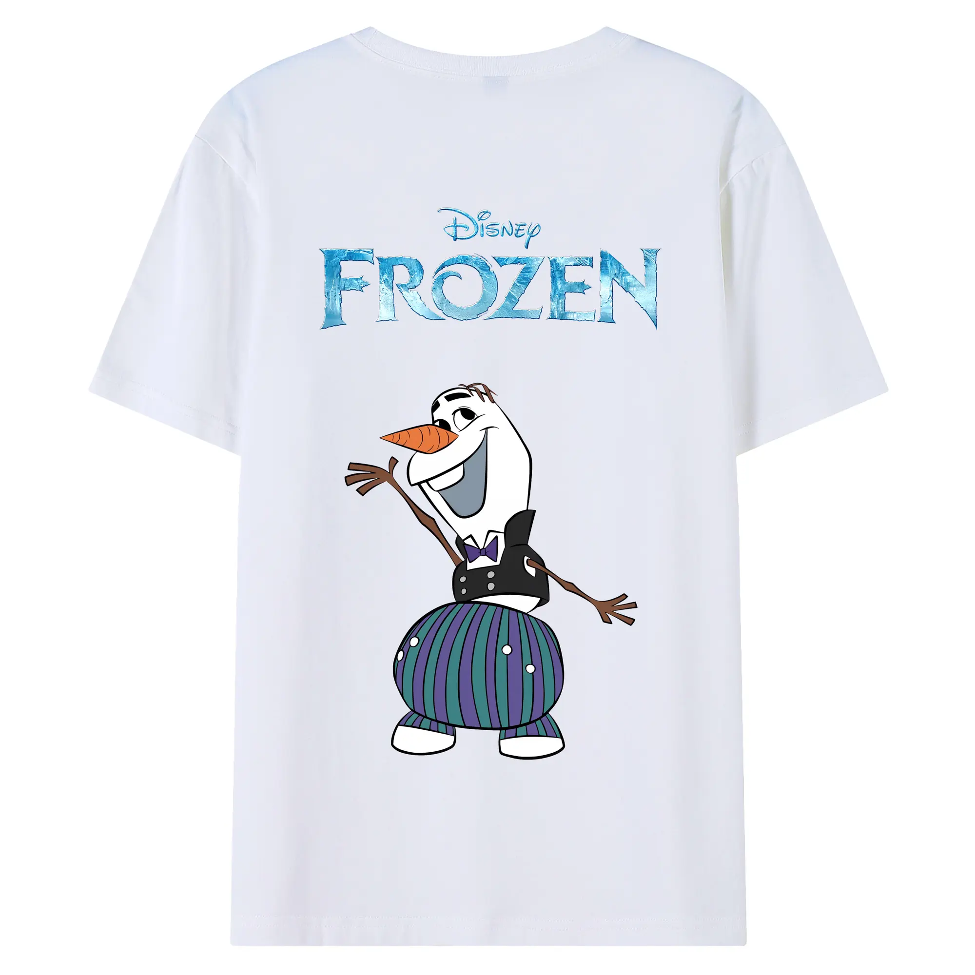 アナと雪の女王(Frozen) グッズ オラフ(Olaf) - 綿100％ 半袖Tシャツ ・ バックプリント ・ 快適 通気性 ・ 日常使い 散歩 スポーツ用