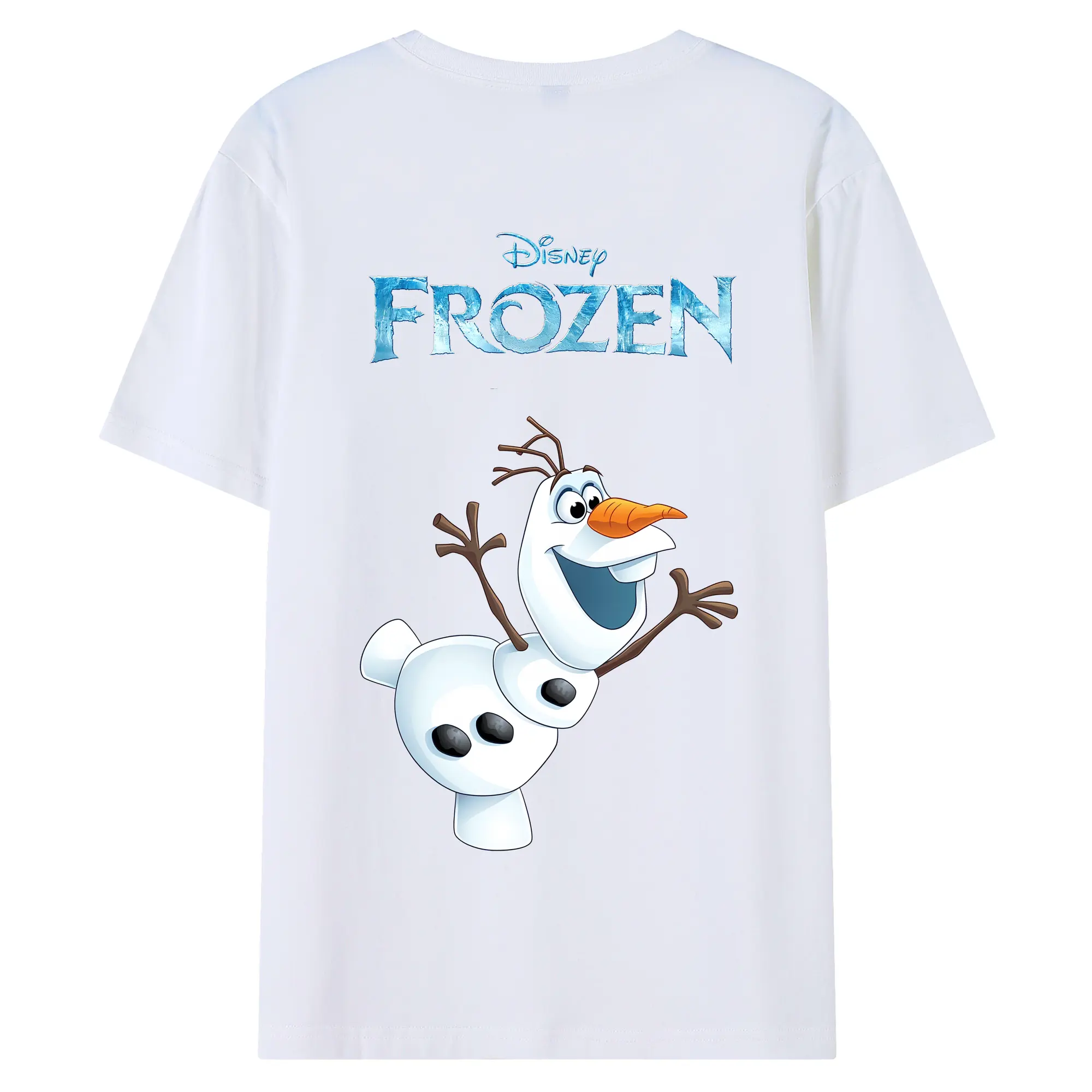 アナと雪の女王(Frozen) グッズ オラフ(Olaf) - 綿100％ 半袖Tシャツ ・ バックプリント ・ 快適 通気性 ・ 日常使い 散歩 スポーツ用