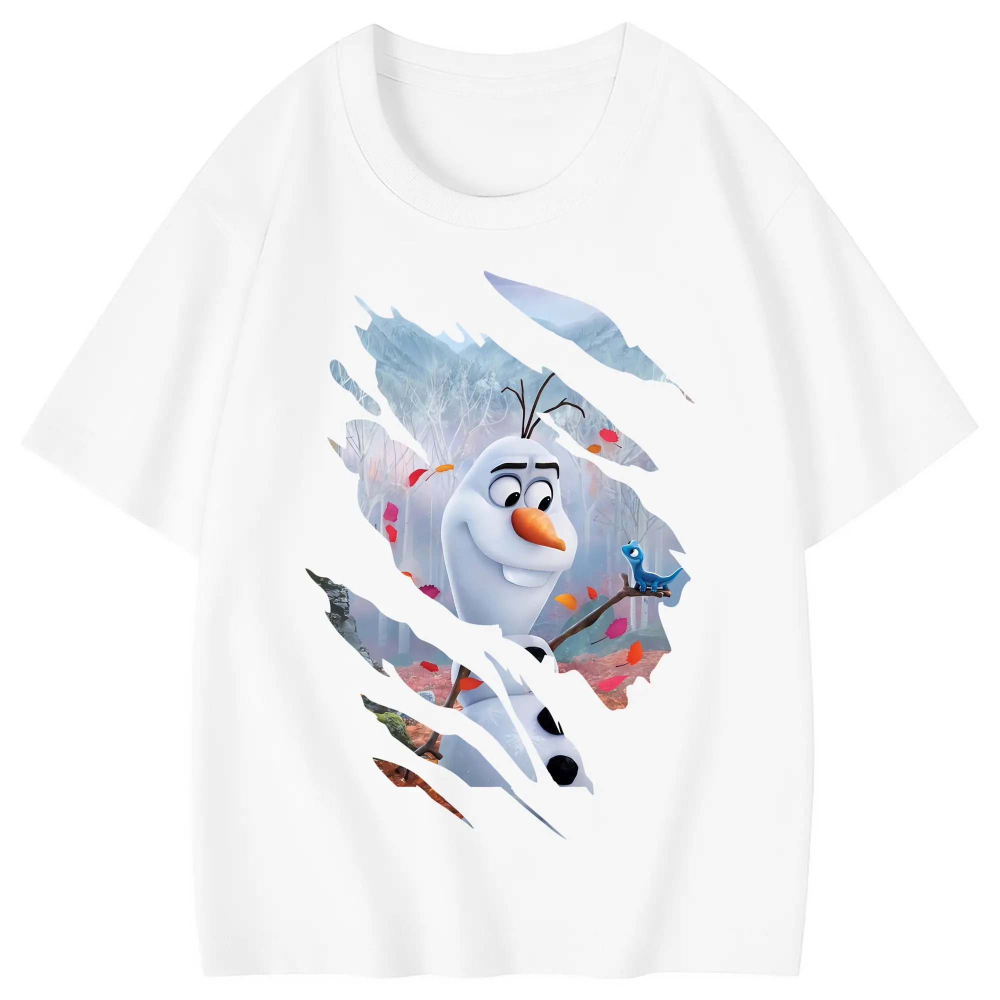 アナと雪の女王(Frozen) グッズ オラフ(Olaf) - 綿100％ キッズTシャツ ・ フロントプリント ・ 快適 通気性 ・ スポーツ カジュアル 散歩用