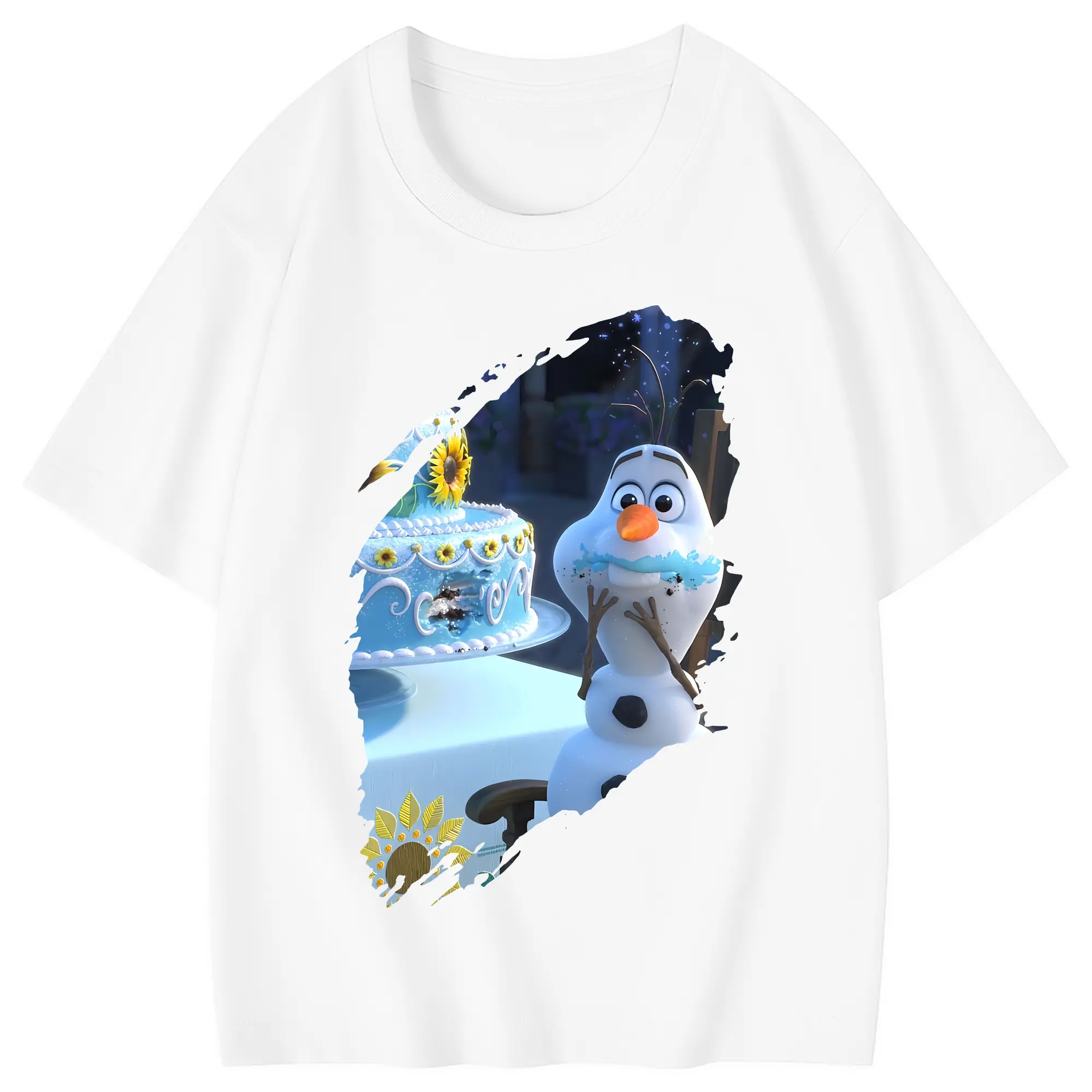 アナと雪の女王(Frozen) グッズ オラフ(Olaf) - 綿100％ キッズTシャツ ・ フロントプリント ・ 快適 通気性 ・ スポーツ カジュアル 散歩用
