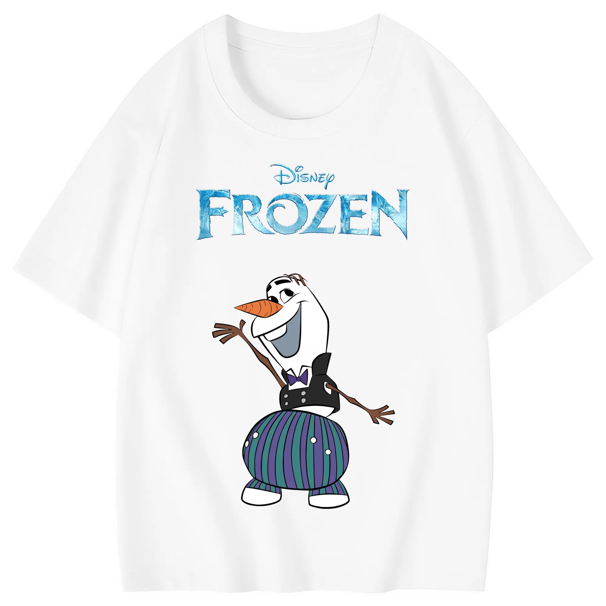 アナと雪の女王(Frozen) グッズ オラフ(Olaf) - 綿100％ キッズTシャツ ・ フロントプリント ・ 快適 通気性 ・ スポーツ カジュアル 散歩用