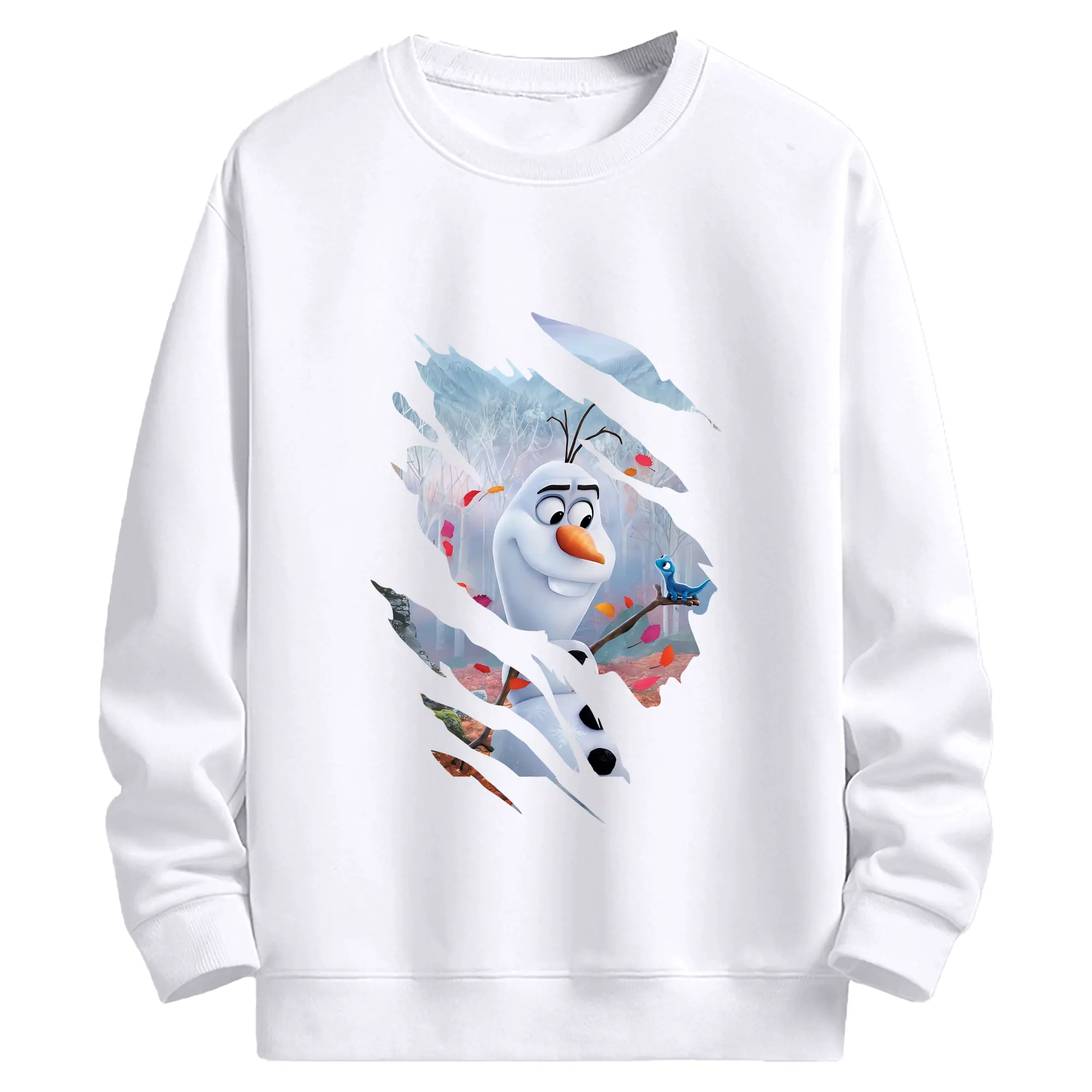 アナと雪の女王(Frozen) グッズ オラフ(Olaf) - 高品質 クルーネック スウェット ・ コットン59％ ポリエステル41％ ・ ユニセックス 長袖 トレーナー ・ カジュアル デイリー スポーツ 散歩用