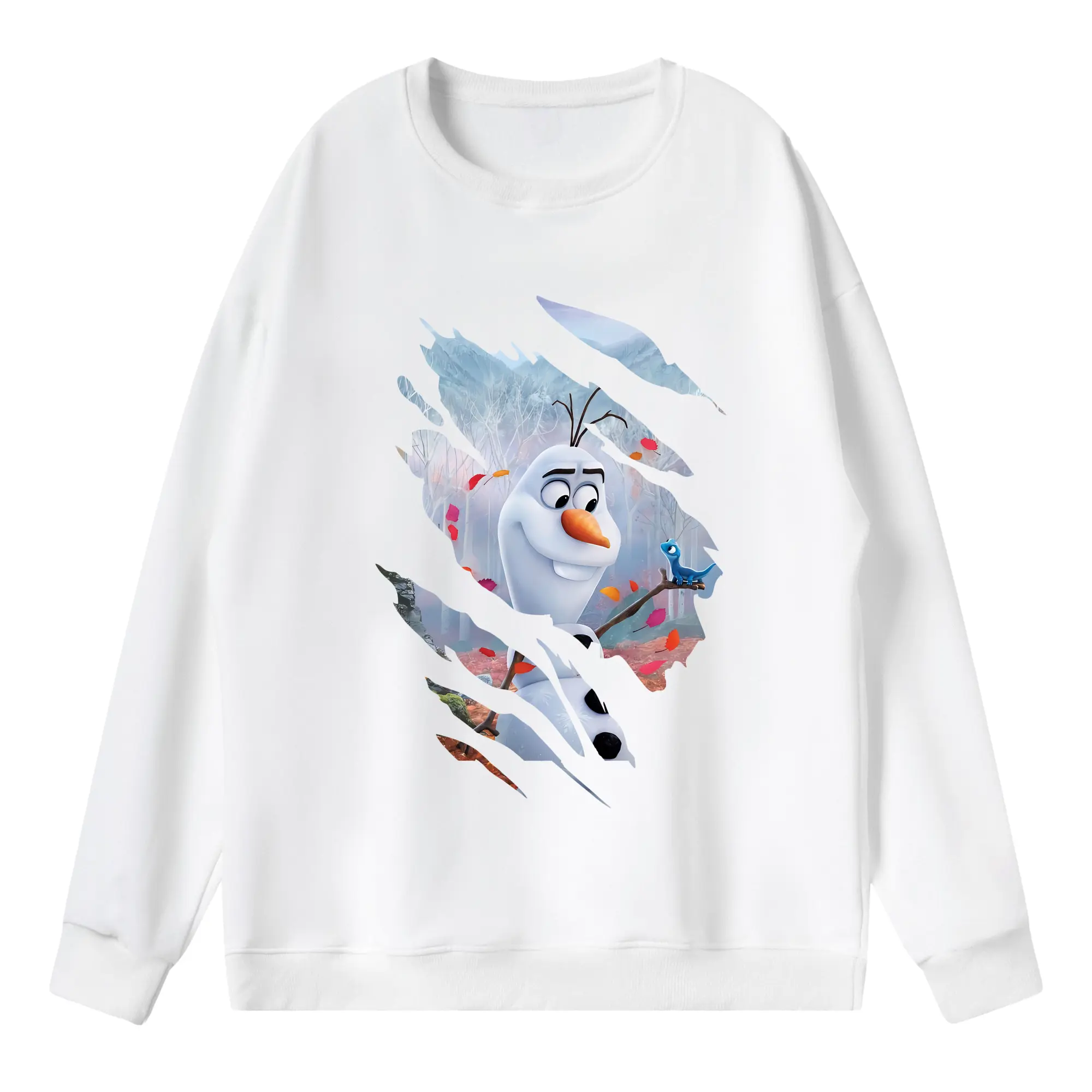 アナと雪の女王(Frozen) グッズ オラフ(Olaf) - 薄手 クルーネック スウェット 裏毛260g · ポリエステル 春秋向け カジュアル 男女兼用 · トレーナー デイリー スポーツ 散歩に最適