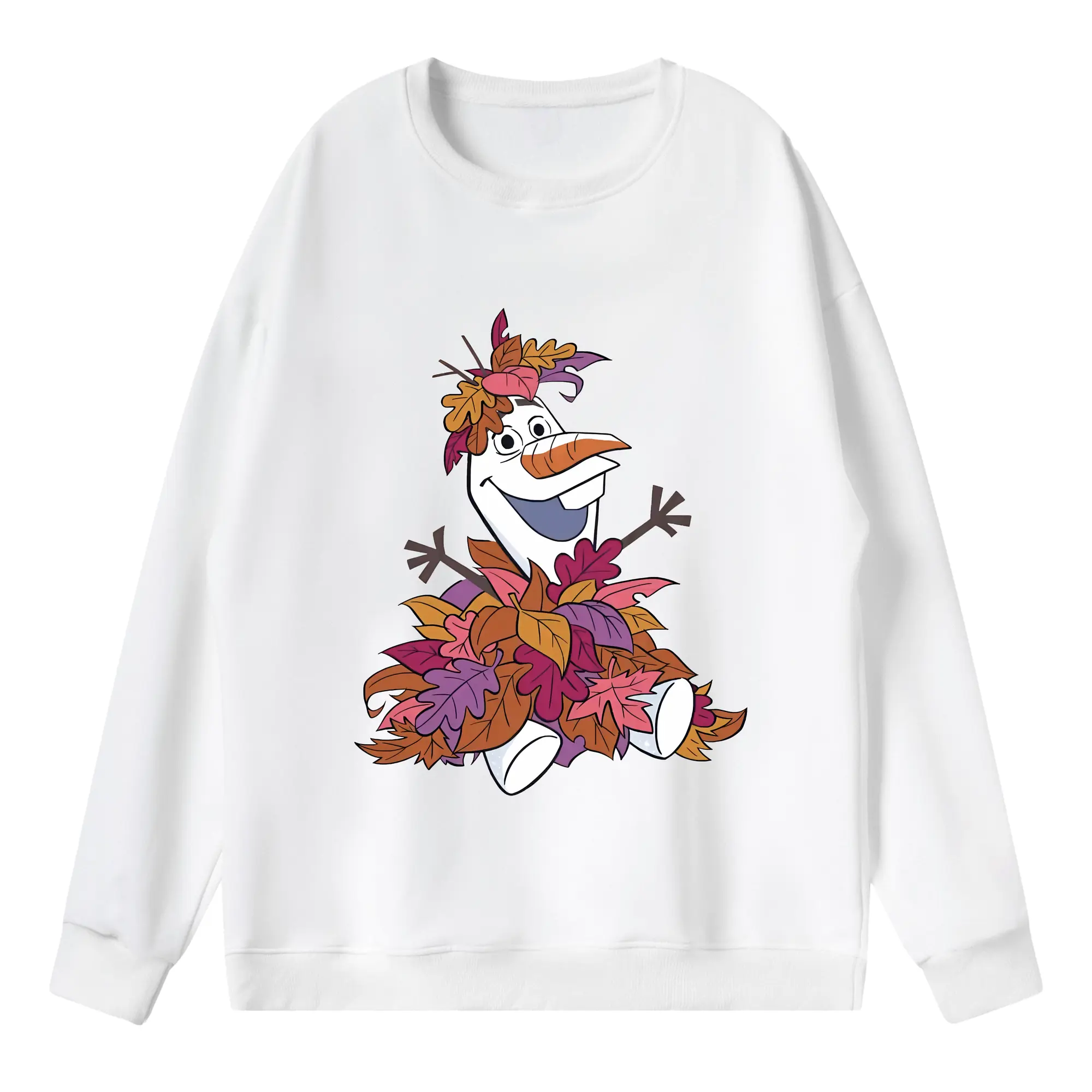 アナと雪の女王(Frozen) グッズ オラフ(Olaf) - 薄手 クルーネック スウェット 裏毛260g · ポリエステル 春秋向け カジュアル 男女兼用 · トレーナー デイリー スポーツ 散歩に最適