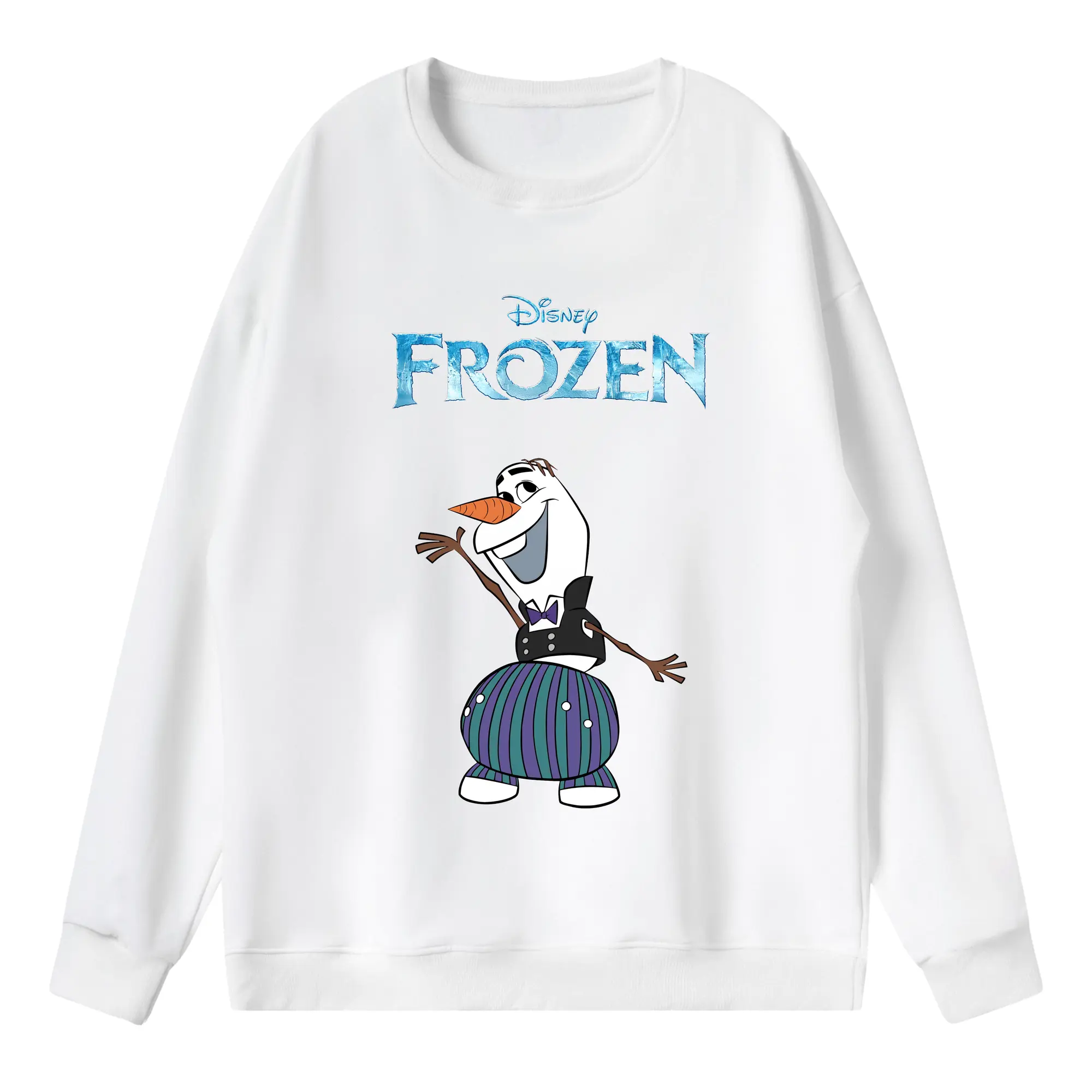 アナと雪の女王(Frozen) グッズ オラフ(Olaf) - 薄手 クルーネック スウェット 裏毛260g · ポリエステル 春秋向け カジュアル 男女兼用 · トレーナー デイリー スポーツ 散歩に最適