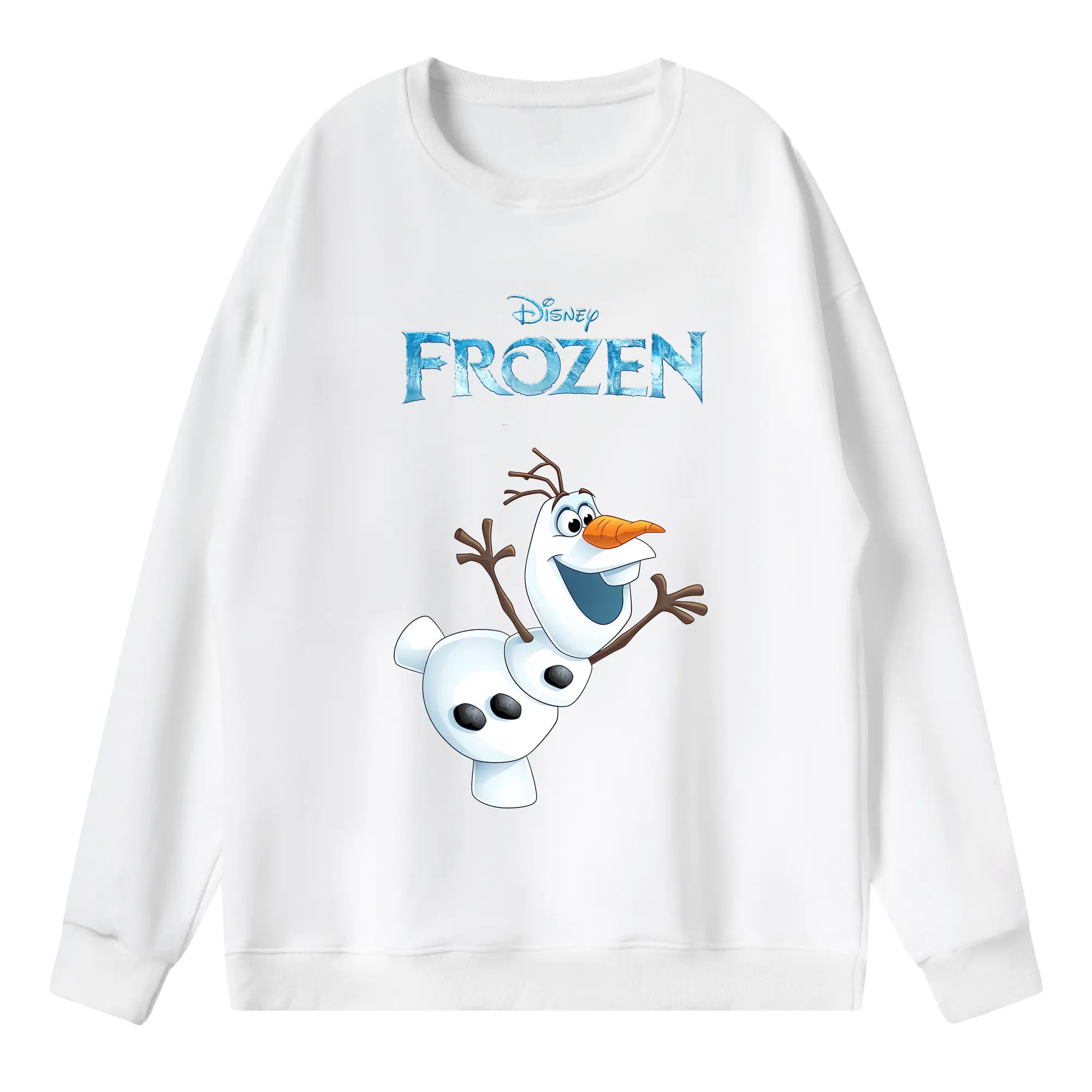 アナと雪の女王(Frozen) グッズ オラフ(Olaf) - 薄手 クルーネック スウェット 裏毛260g · ポリエステル 春秋向け カジュアル 男女兼用 · トレーナー デイリー スポーツ 散歩に最適