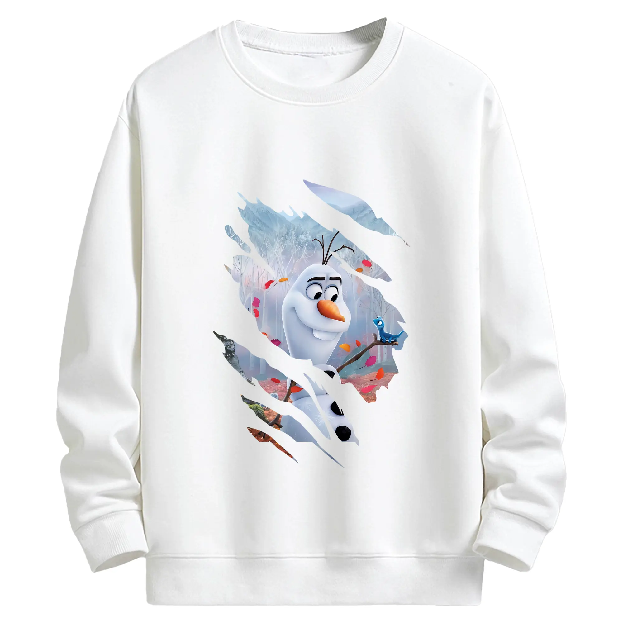 アナと雪の女王(Frozen) グッズ オラフ(Olaf) - キッズ クルーネックスウェットシャツ ・ フロントプリント ・ 綿80％ ポリエステル20％ ・ 快適 通学 スポーツ 日常使い お散歩用