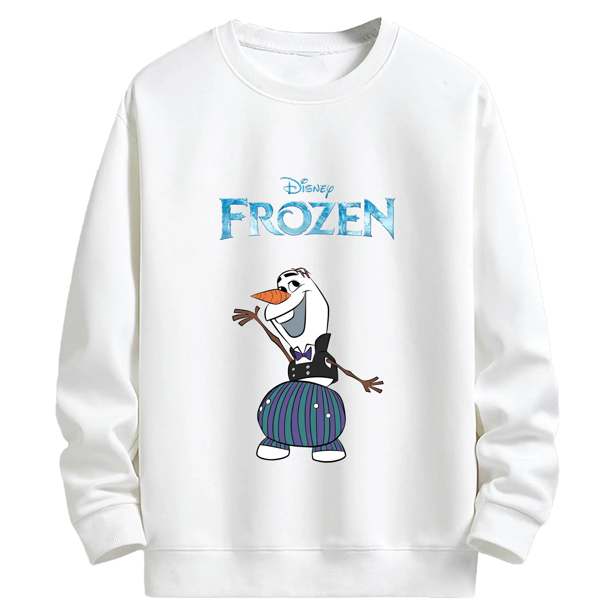 アナと雪の女王(Frozen) グッズ オラフ(Olaf) - キッズ クルーネックスウェットシャツ ・ フロントプリント ・ 綿80％ ポリエステル20％ ・ 快適 通学 スポーツ 日常使い お散歩用
