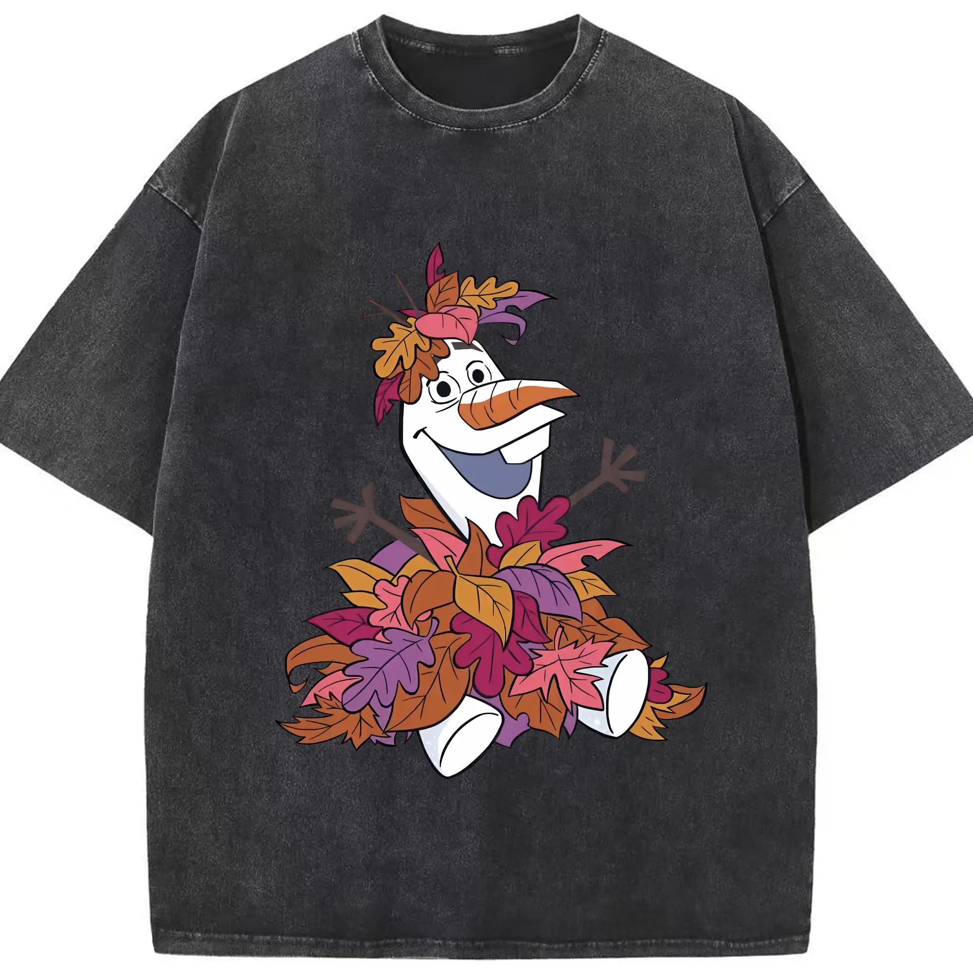 アナと雪の女王(Frozen) グッズ オラフ(Olaf) - 綿100％ ヴィンテージ風 半袖Tシャツ ・ フロントプリント ・ 柔らか肌触り ・ 通気性 快適 ・ スポーツ カジュアル 外出用