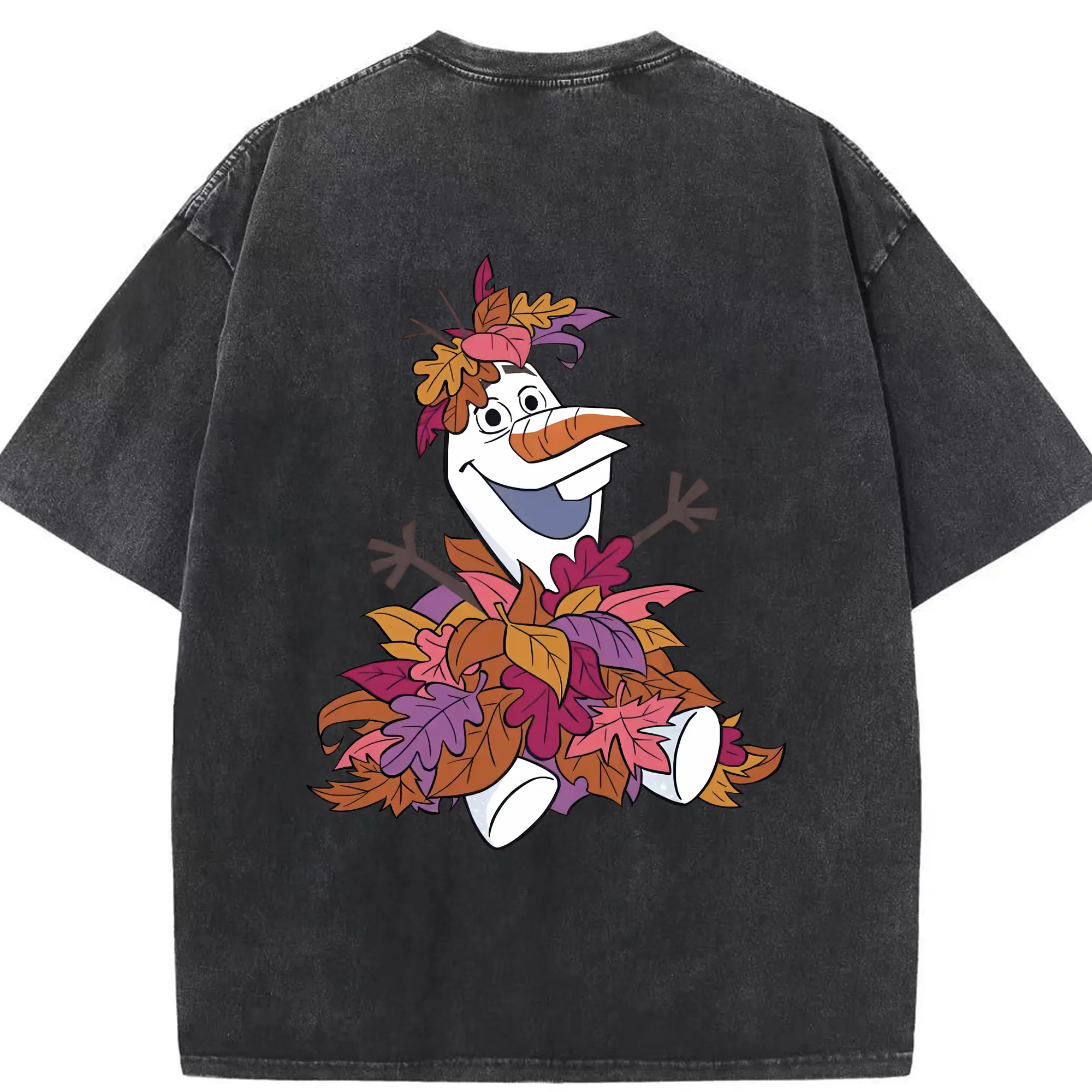 アナと雪の女王(Frozen) グッズ オラフ(Olaf) - 綿100％ ヴィンテージ風 半袖Tシャツ ・ 背面プリント ・ 柔らか肌触り ・ 通気性 快適 ・ スポーツ カジュアル 外出用