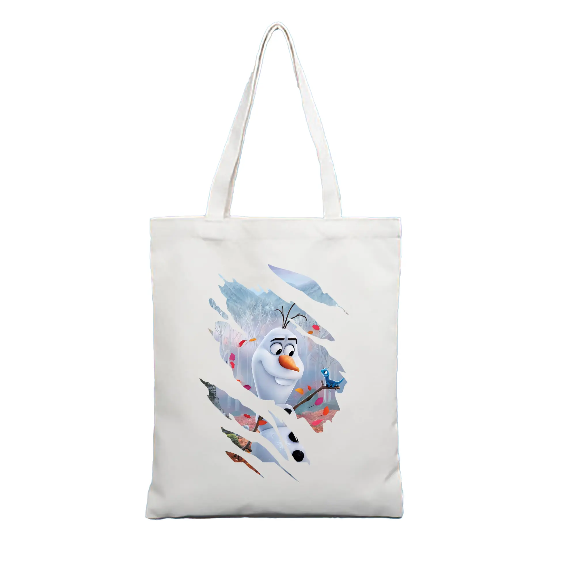 アナと雪の女王(Frozen) グッズ オラフ(Olaf) - 縦型キャンバス手提げバッグ（トートバッグ） ・ キャンバス素材 ・ ショッピング用 ・ 軽量 丈夫 お手入れ簡単