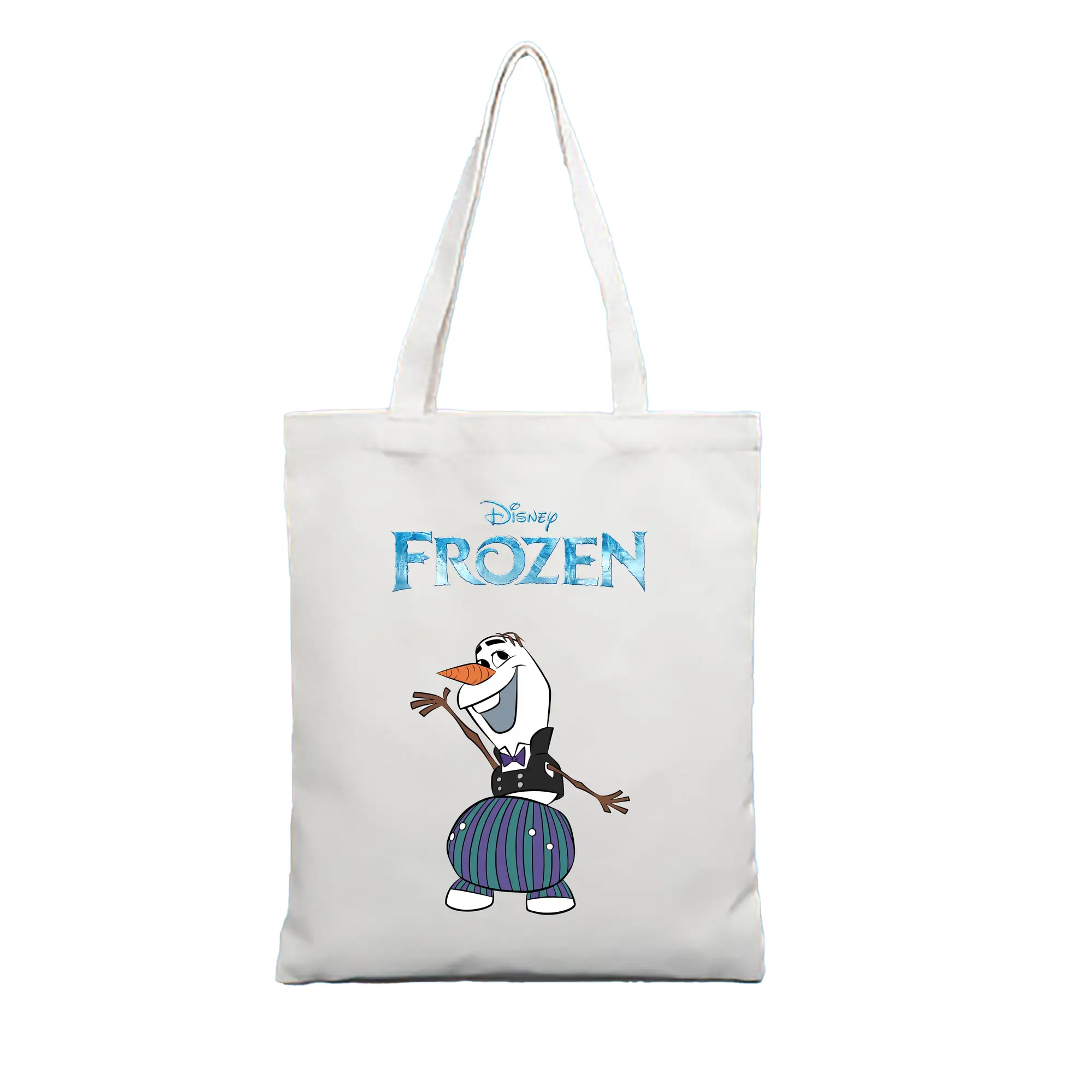 アナと雪の女王(Frozen) グッズ オラフ(Olaf) - 縦型キャンバス手提げバッグ（トートバッグ） ・ キャンバス素材 ・ ショッピング用 ・ 軽量 丈夫 お手入れ簡単