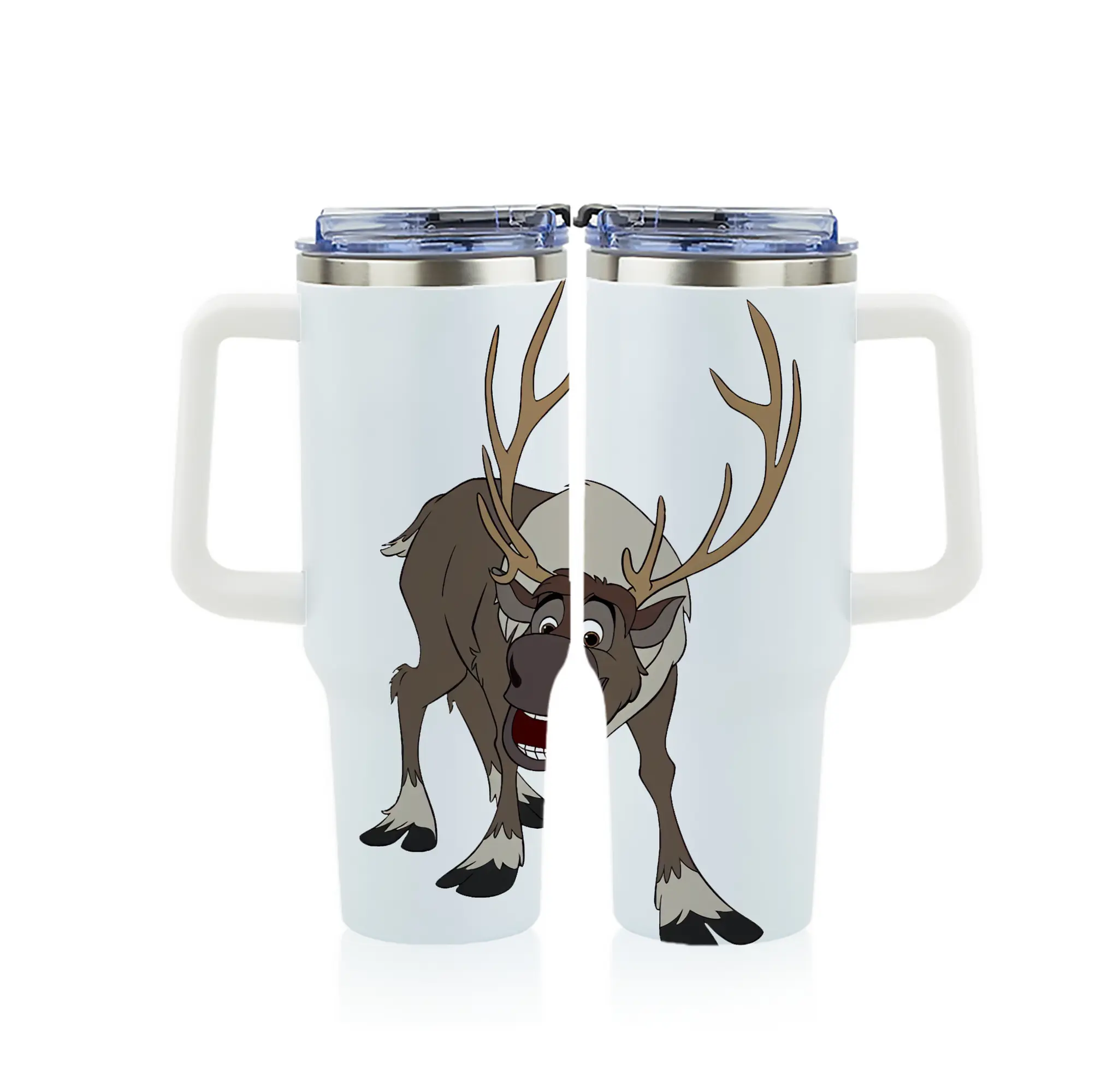 アナと雪の女王(Frozen) グッズ スヴェン(Sven) - 1200mL フルプリント車用タンブラー ・ 304ステンレス 内側 ・ 201ステンレス 外側 ・ 保温 保冷 ・ 通勤 ドライブ アウトドア用