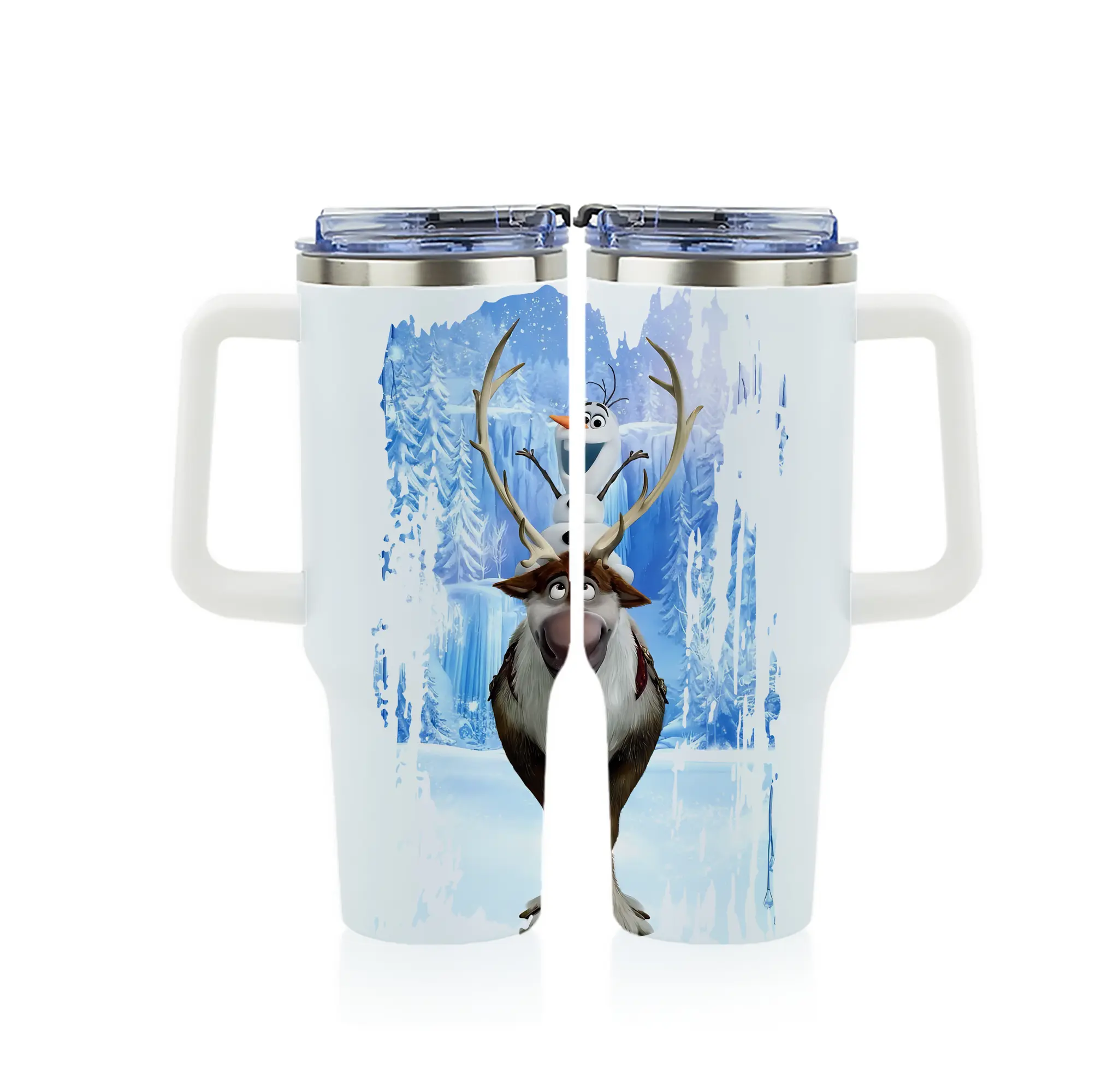 アナと雪の女王(Frozen) グッズ スヴェン(Sven) - 1200mL フルプリント車用タンブラー ・ 304ステンレス 内側 ・ 201ステンレス 外側 ・ 保温 保冷 ・ 通勤 ドライブ アウトドア用