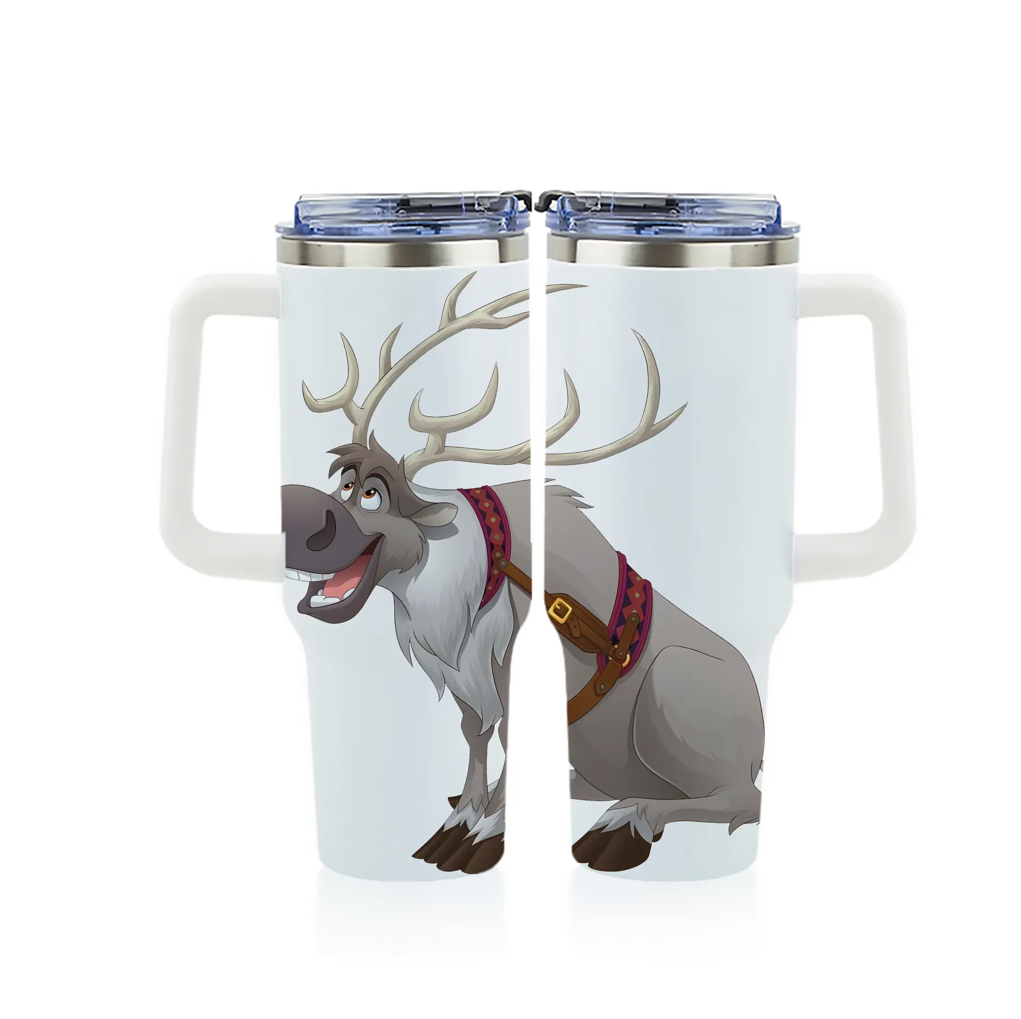 アナと雪の女王(Frozen) グッズ スヴェン(Sven) - 1200mL フルプリント車用タンブラー ・ 304ステンレス 内側 ・ 201ステンレス 外側 ・ 保温 保冷 ・ 通勤 ドライブ アウトドア用