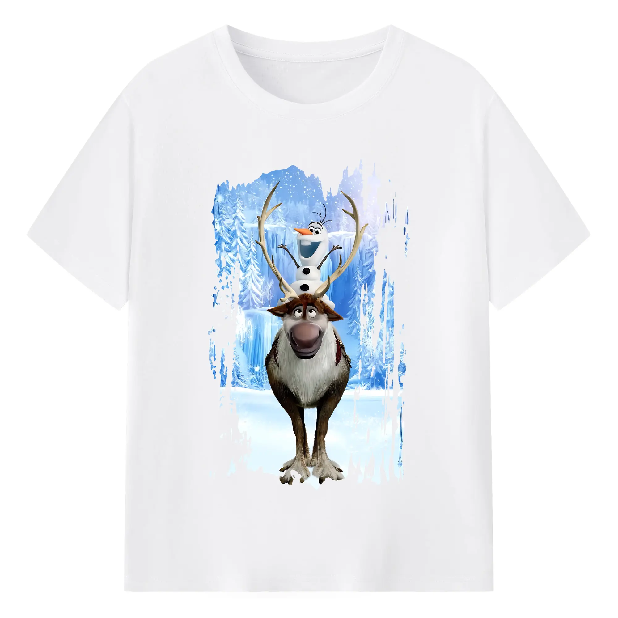 アナと雪の女王(Frozen) グッズ スヴェン(Sven) - 綿100％ 半袖Tシャツ ・ フロントプリント ・ 快適 通気性 ・ 日常使い 散歩 スポーツ用