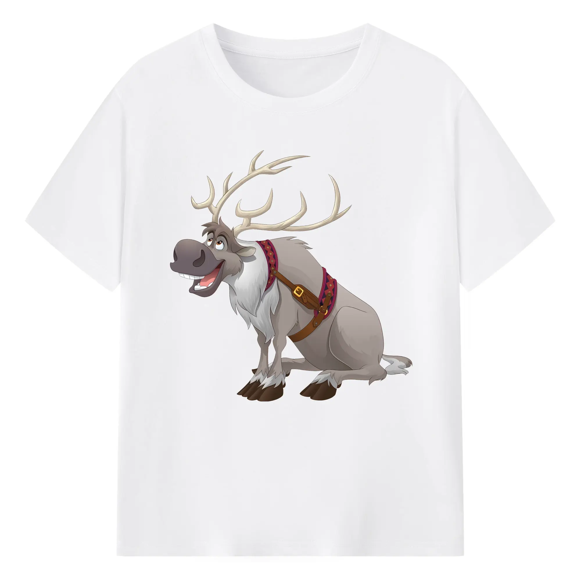 アナと雪の女王(Frozen) グッズ スヴェン(Sven) - 綿100％ 半袖Tシャツ ・ フロントプリント ・ 快適 通気性 ・ 日常使い 散歩 スポーツ用