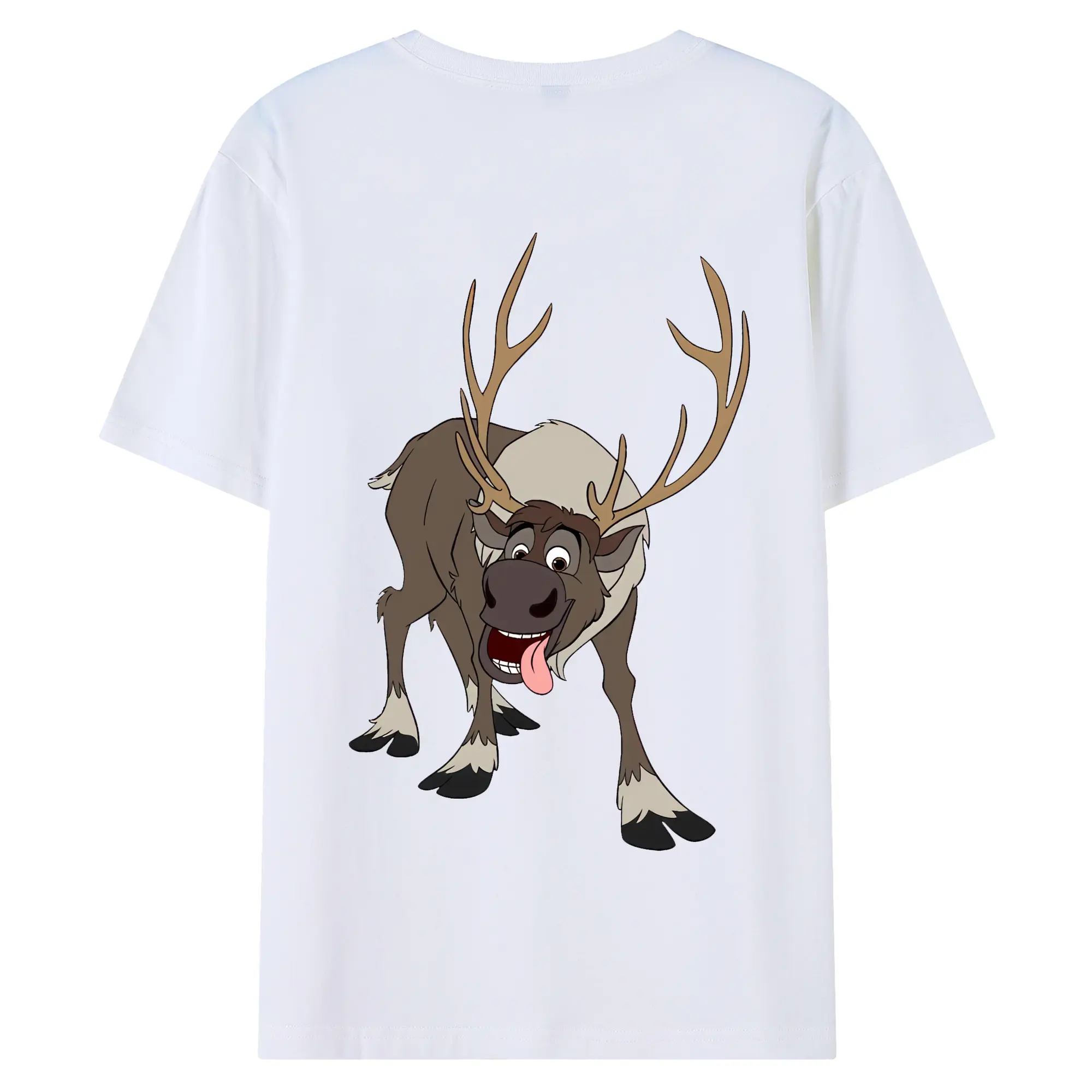 アナと雪の女王(Frozen) グッズ スヴェン(Sven) - 綿100％ 半袖Tシャツ ・ バックプリント ・ 快適 通気性 ・ 日常使い 散歩 スポーツ用