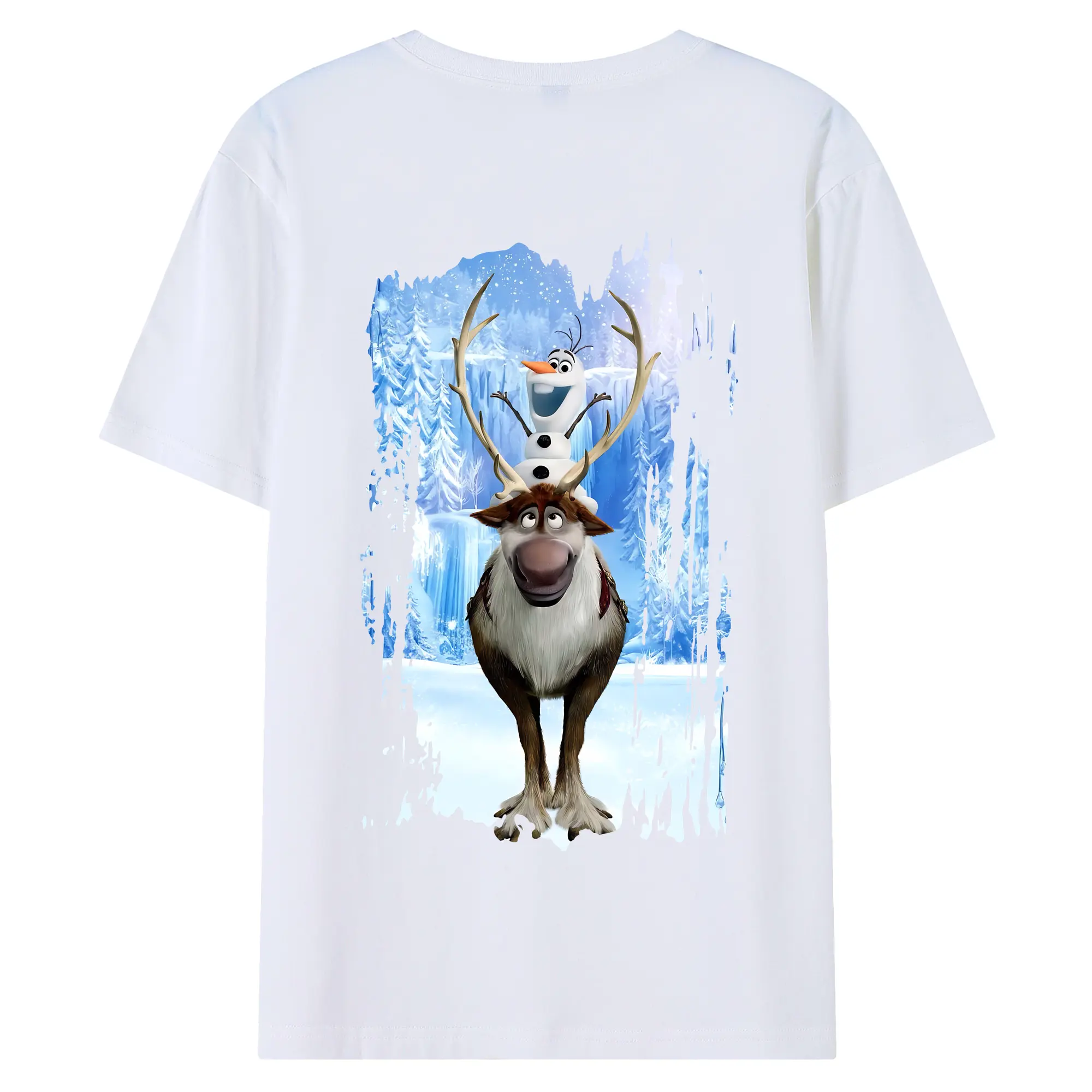 アナと雪の女王(Frozen) グッズ スヴェン(Sven) - 綿100％ 半袖Tシャツ ・ バックプリント ・ 快適 通気性 ・ 日常使い 散歩 スポーツ用