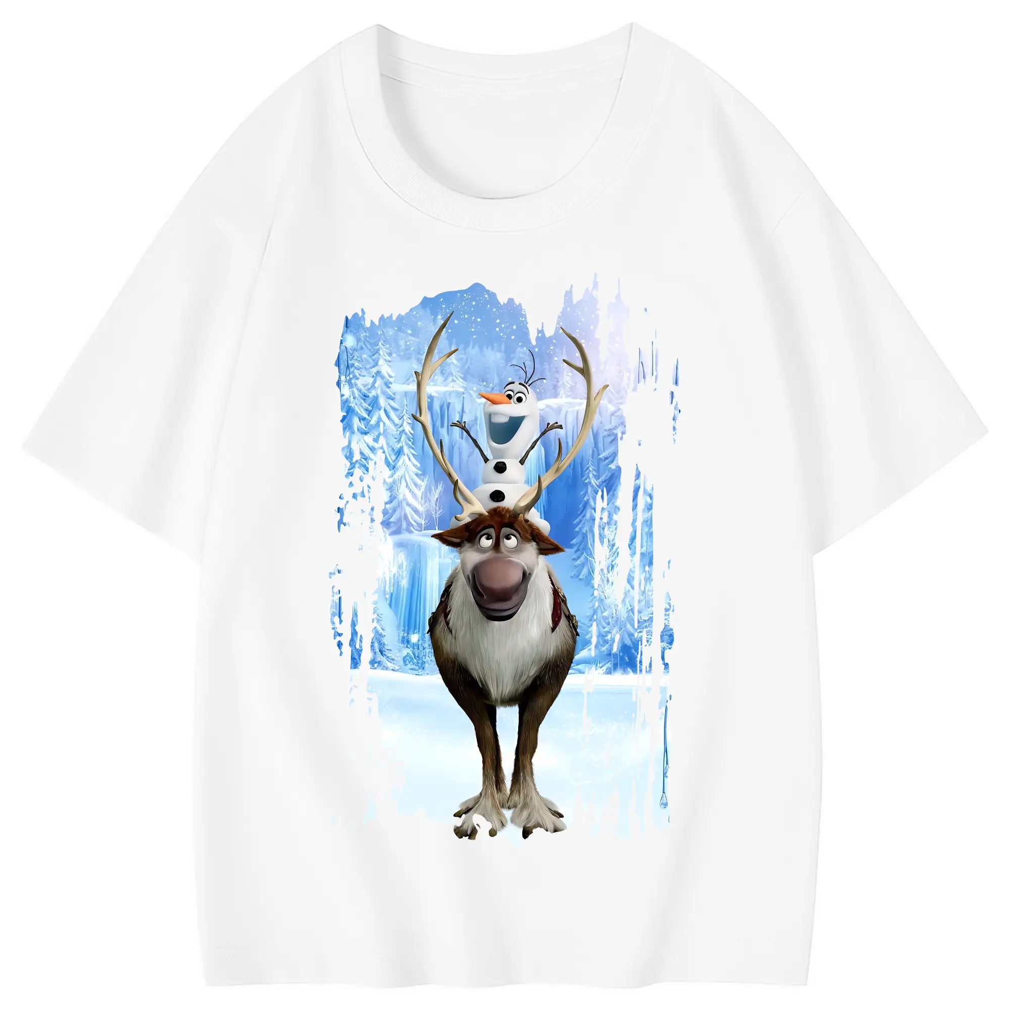 アナと雪の女王(Frozen) グッズ スヴェン(Sven) - 綿100％ キッズTシャツ ・ フロントプリント ・ 快適 通気性 ・ スポーツ カジュアル 散歩用