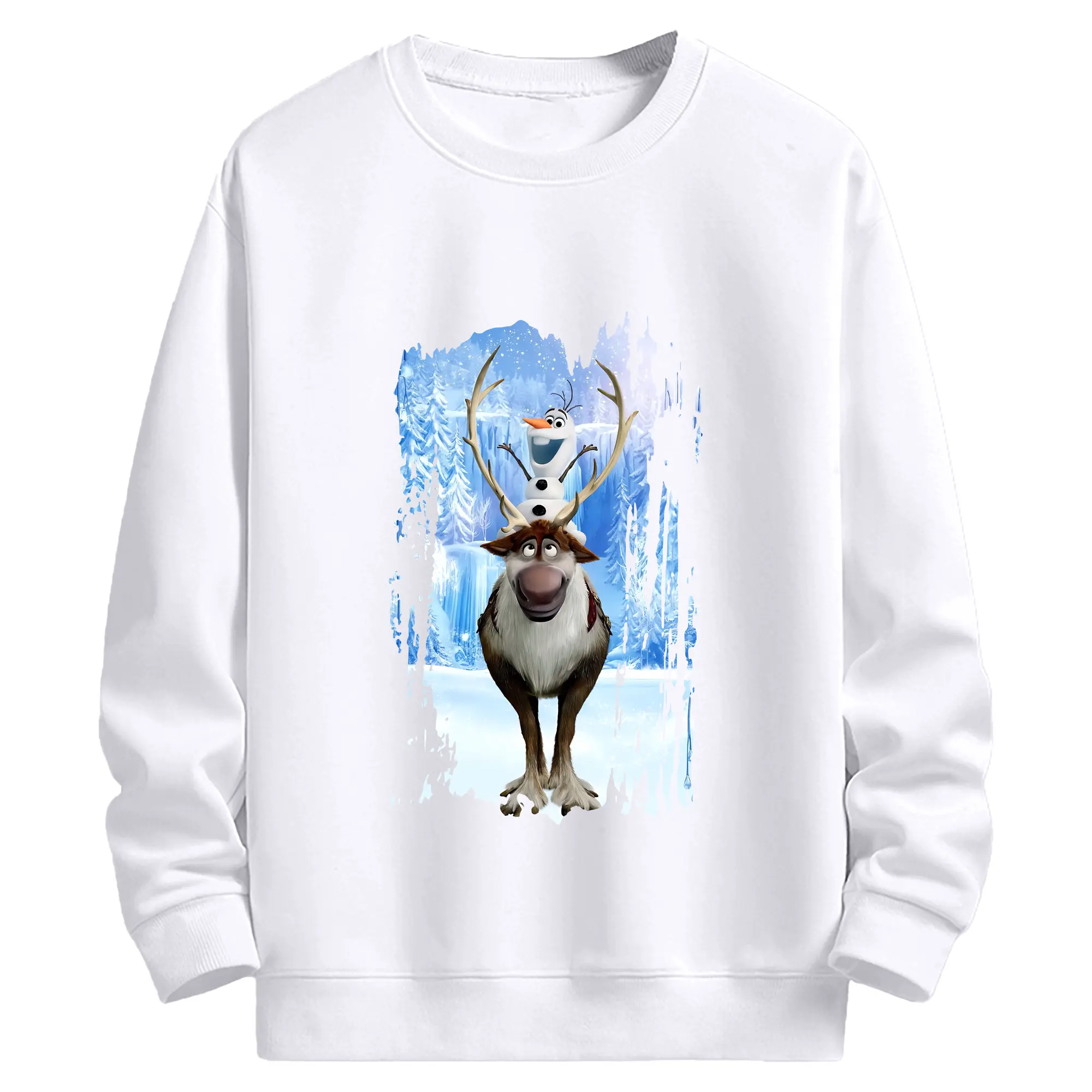アナと雪の女王(Frozen) グッズ スヴェン(Sven) - 高品質 クルーネック スウェット ・ コットン59％ ポリエステル41％ ・ ユニセックス 長袖 トレーナー ・ カジュアル デイリー スポーツ 散歩用