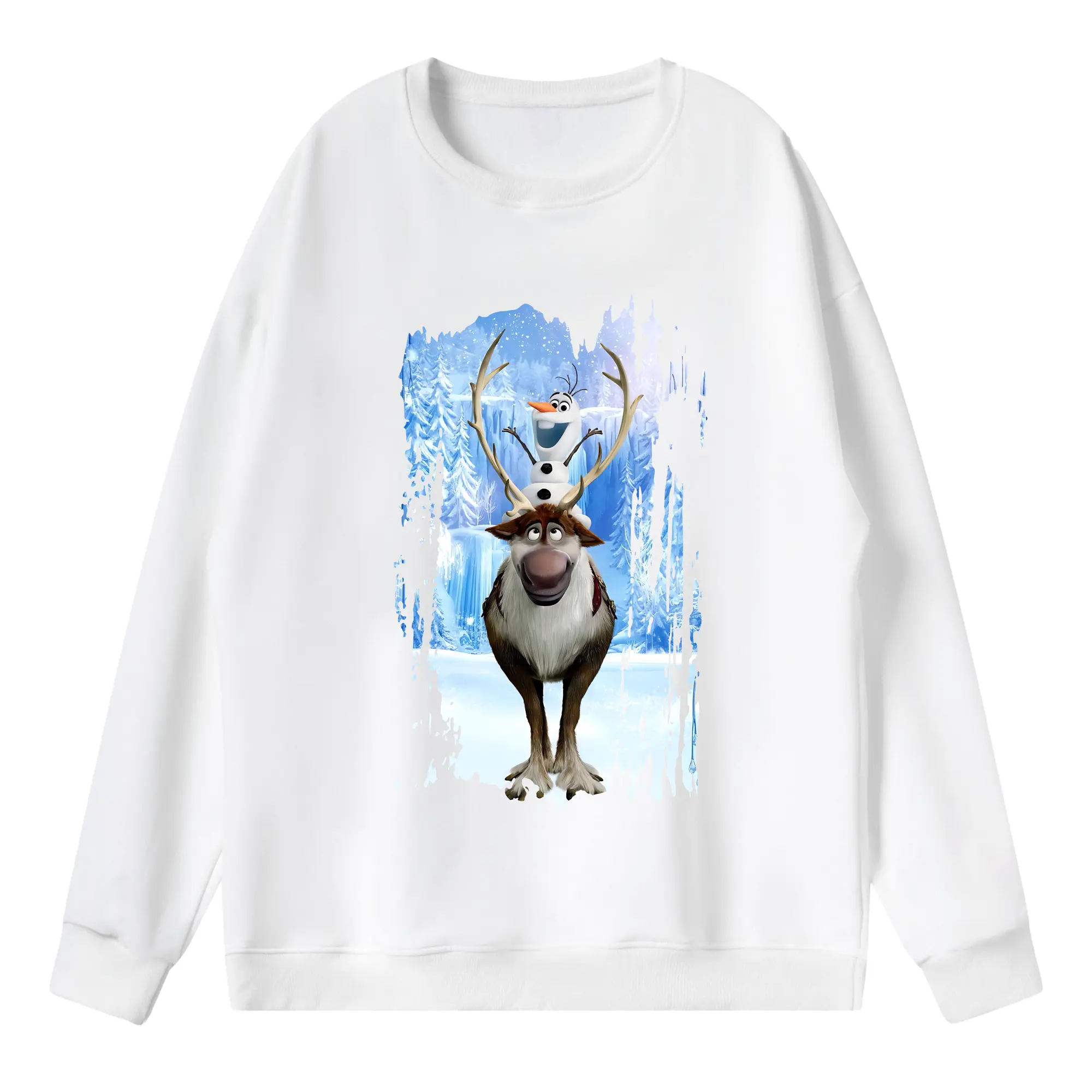 アナと雪の女王(Frozen) グッズ スヴェン(Sven) - 薄手 クルーネック スウェット 裏毛260g · ポリエステル 春秋向け カジュアル 男女兼用 · トレーナー デイリー スポーツ 散歩に最適