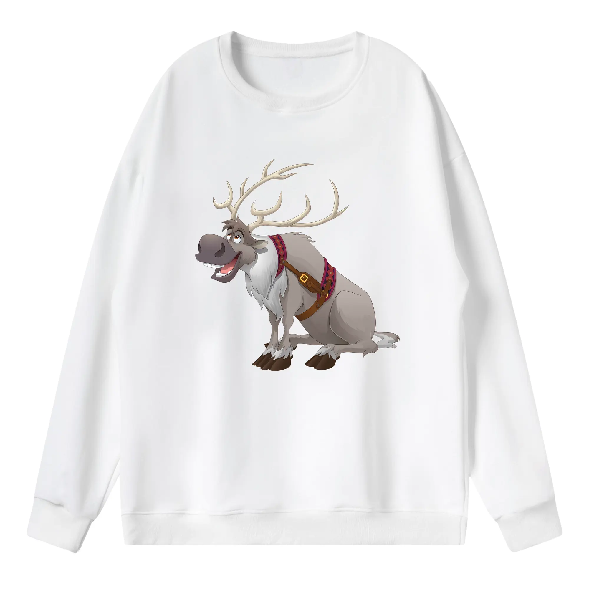 アナと雪の女王(Frozen) グッズ スヴェン(Sven) - 薄手 クルーネック スウェット 裏毛260g · ポリエステル 春秋向け カジュアル 男女兼用 · トレーナー デイリー スポーツ 散歩に最適